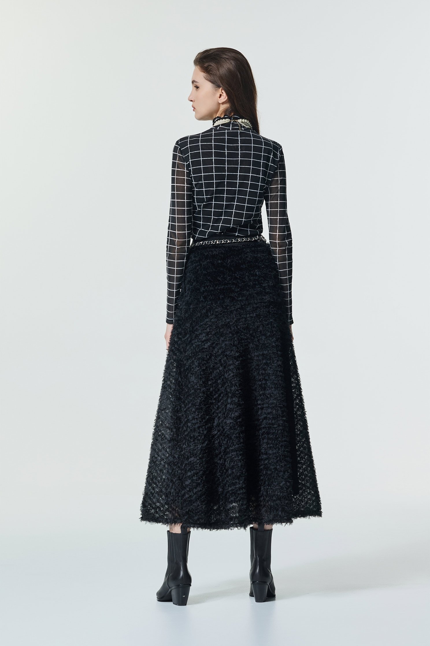 Textured Mesh Detail Maxi SkirtTextured Mesh Detail Maxi Skirt,Season (SS) Look,Mesh fabric,Tutu skirts,Black skirts