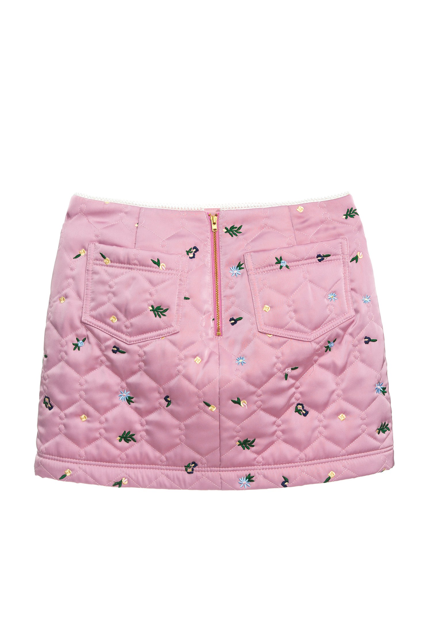 Basic Quilted Embroidered SkirtPadded short skirt with floral embroidery,Mini skirts,Season (AW) Look,Valentine