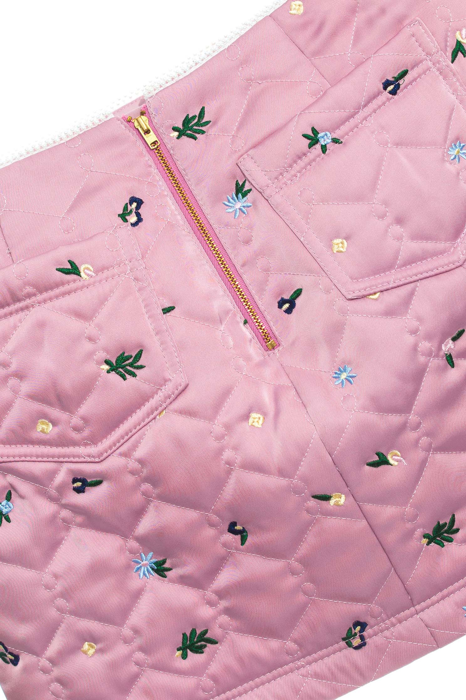 Basic Quilted Embroidered SkirtPadded short skirt with floral embroidery,Mini skirts,Season (AW) Look,Valentine