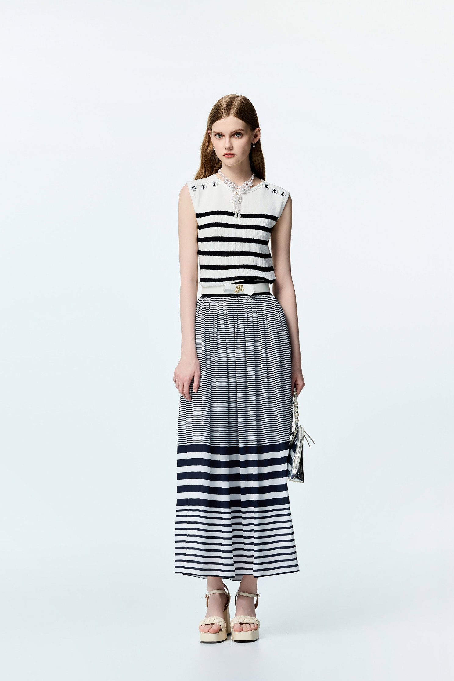 Navy Stripe Maxi SkirtNavy Stripe Maxi Skirt,Season (SS) Look,Midi skirts