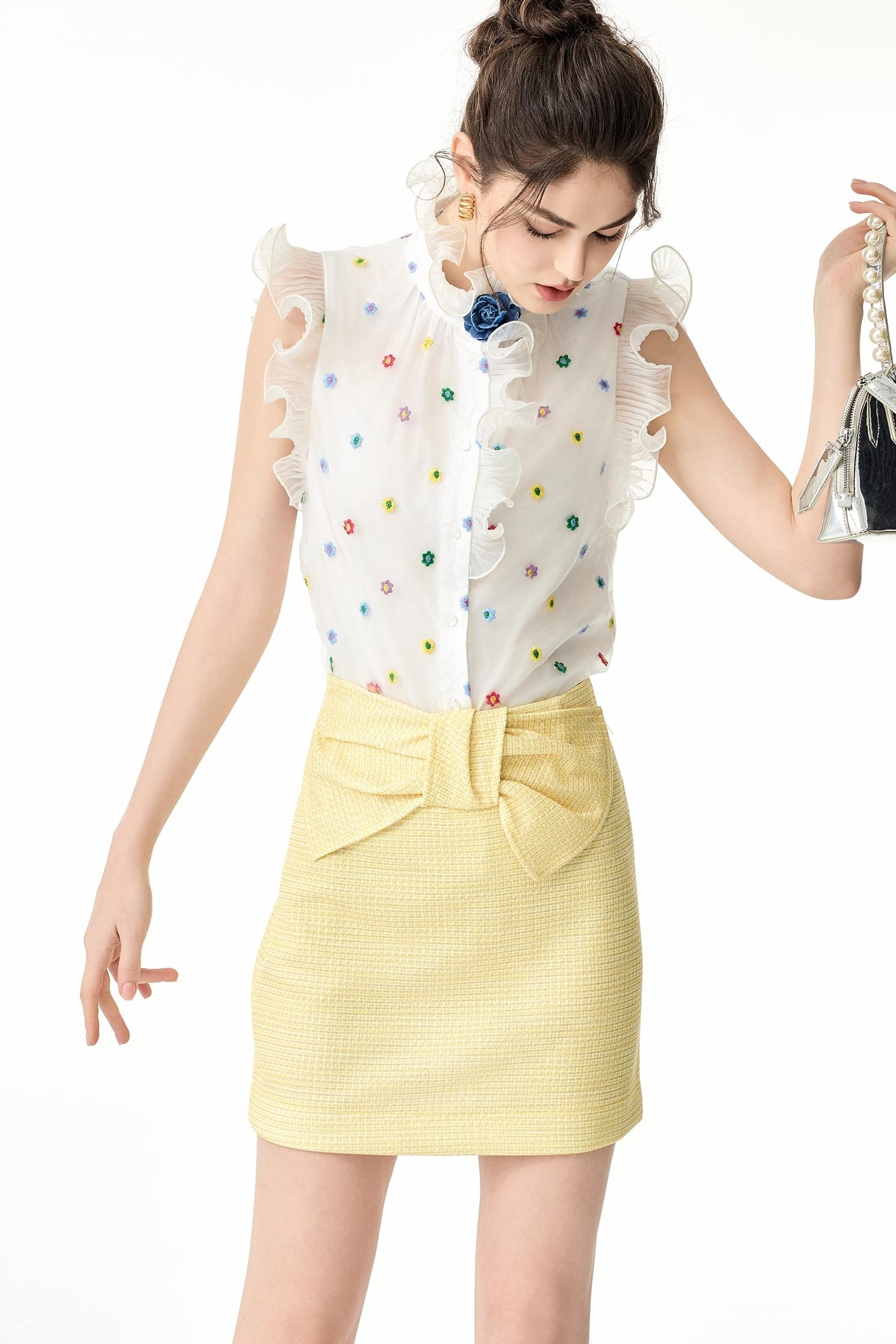 Front Bow Detail Mini SkirtFront Bow Detail Mini Skirt,Season (SS) Look,Mini skirts