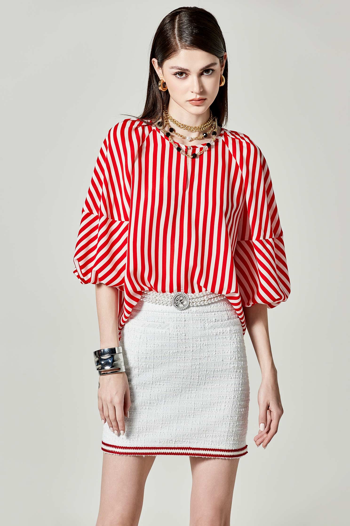 Contrast Red Trim A-line SkirtContrast Red Trim A-line Skirt,Season (SS) Look,Mini skirts