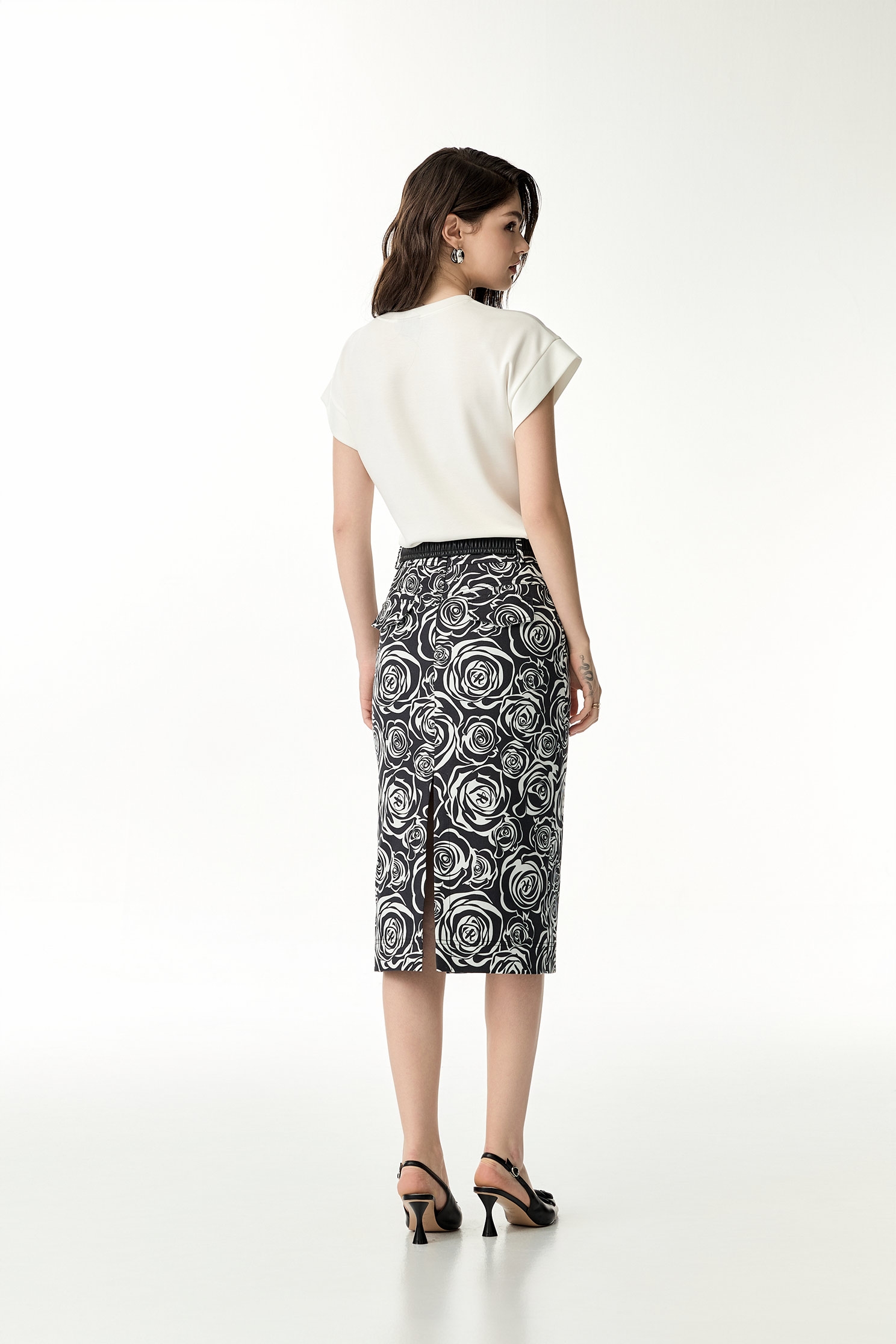 Rose Print Midi Pencil SkirtRose Print Midi Pencil Skirt,Season (SS) Look,Midi skirts