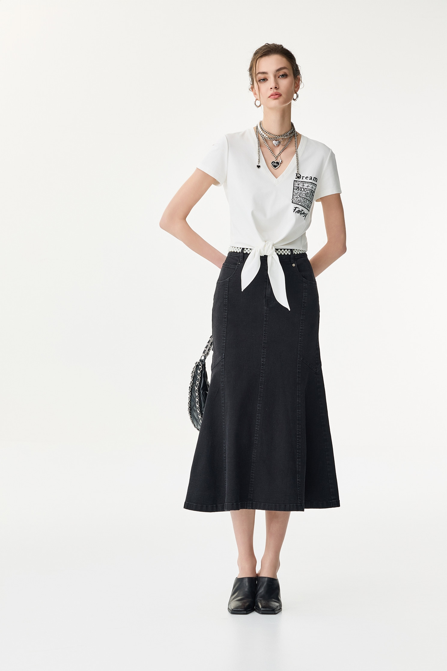 Fishtail Denim Midi SkirtFishtail Denim Midi Skirt