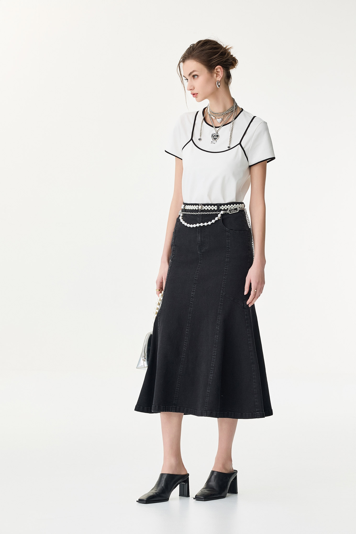 Fishtail Denim Midi SkirtFishtail Denim Midi Skirt