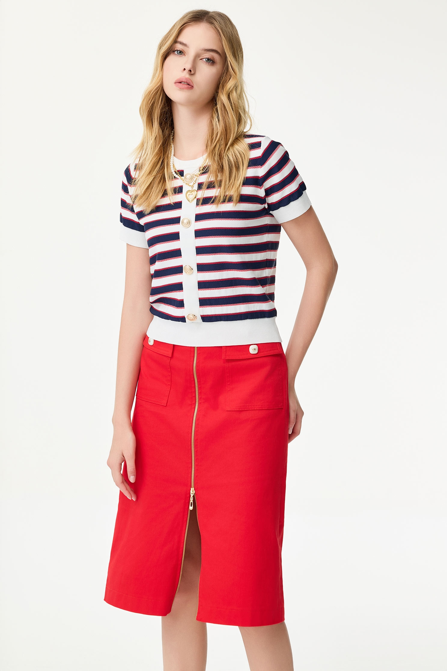 Front Zip Red Pencil SkirtFront Zip Red Pencil Skirt,Season (SS) Look,Midi skirts,Trench coats