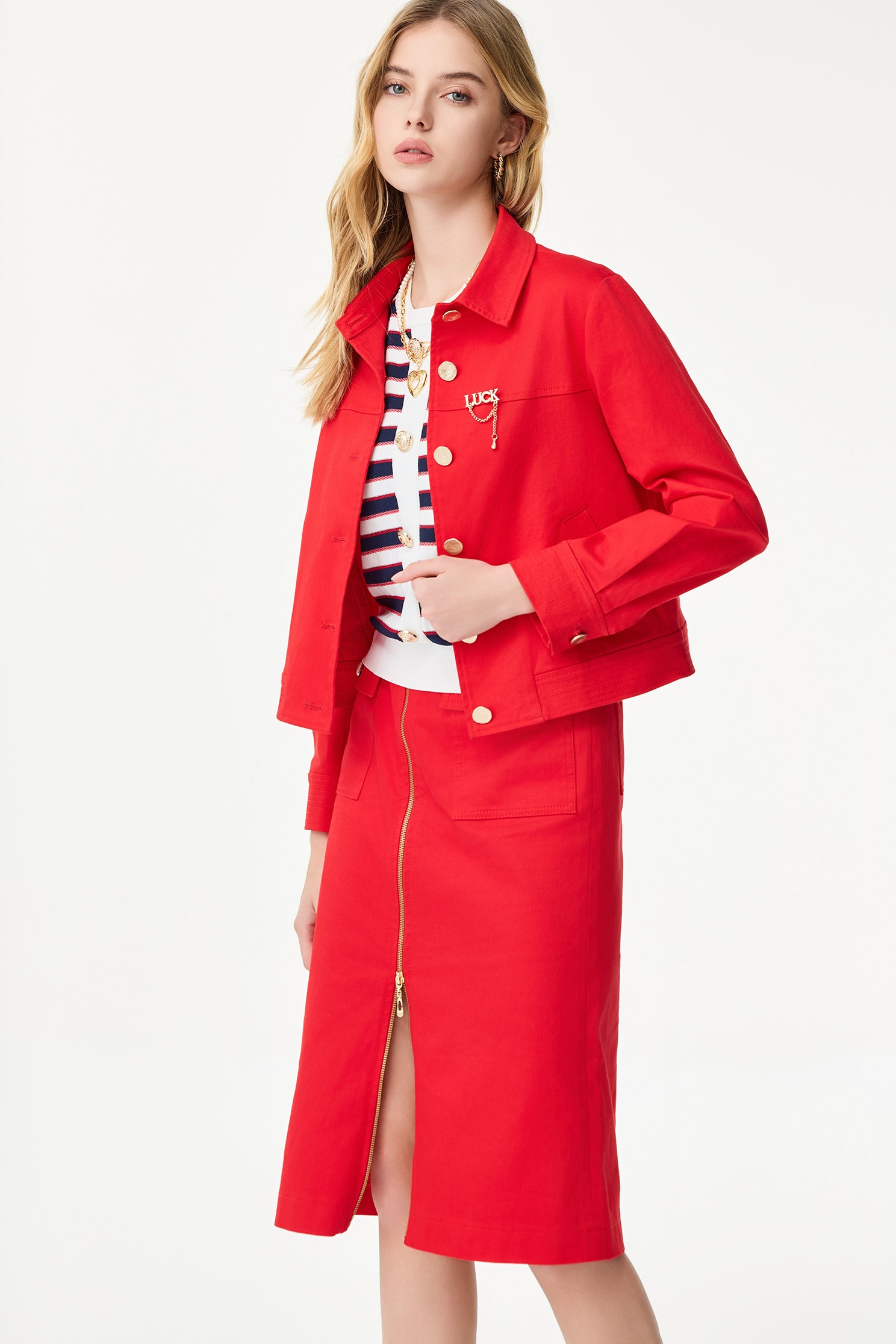 Front Zip Red Pencil SkirtFront Zip Red Pencil Skirt,Season (SS) Look,Midi skirts,Trench coats