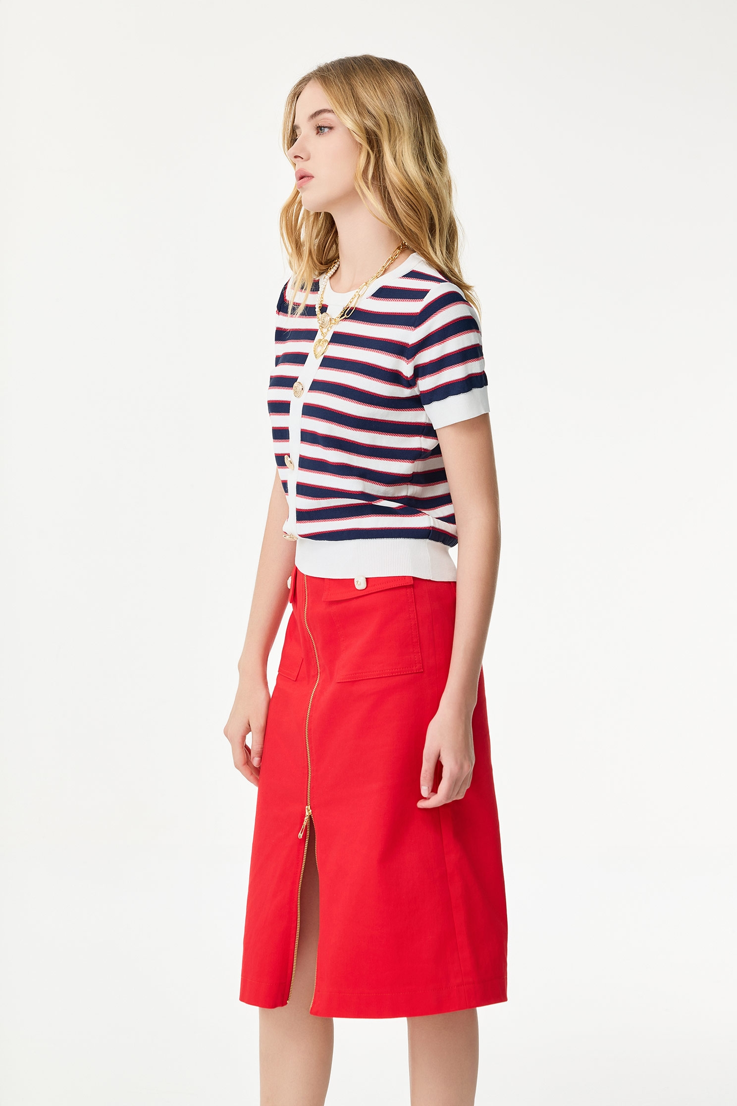 Front Zip Red Pencil SkirtFront Zip Red Pencil Skirt,Season (SS) Look,Midi skirts,Trench coats