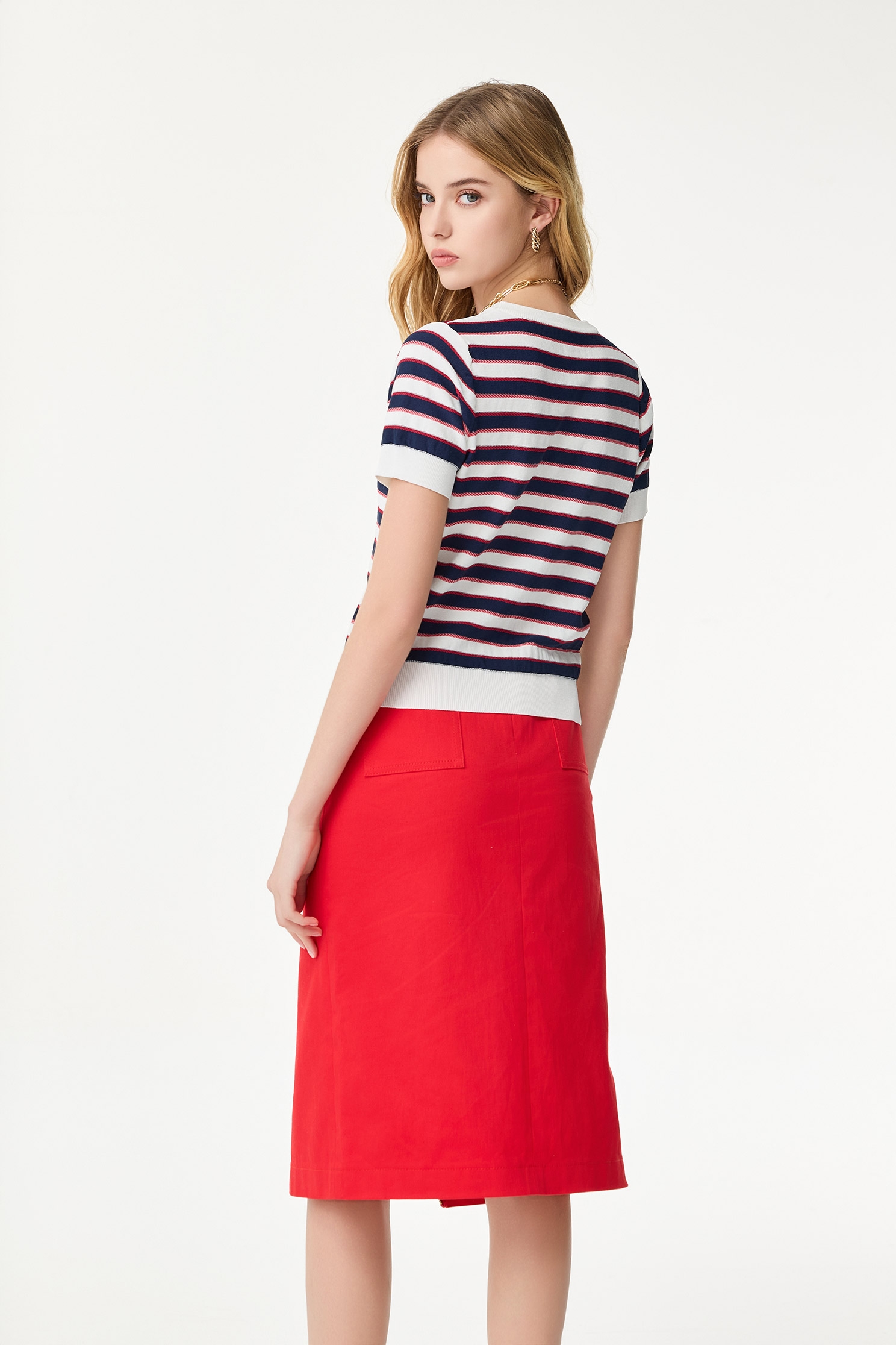 Front Zip Red Pencil SkirtFront Zip Red Pencil Skirt,Season (SS) Look,Midi skirts,Trench coats