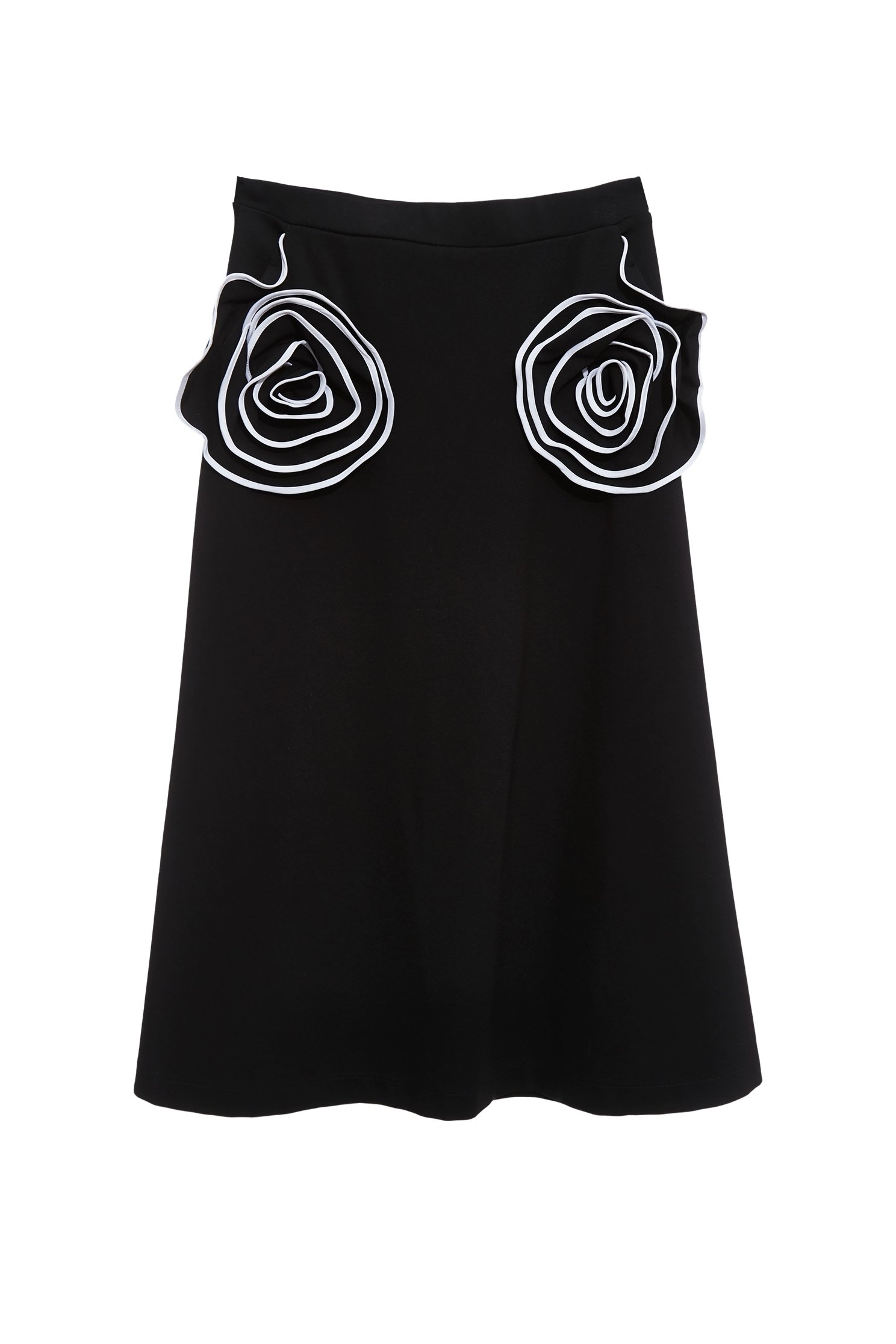 3-D Floral Detail A-line Skirt3-D Floral Detail A-line Skirt,Office Looks,Season (SS) Look,Valentine,Midi skirts,Black skirts