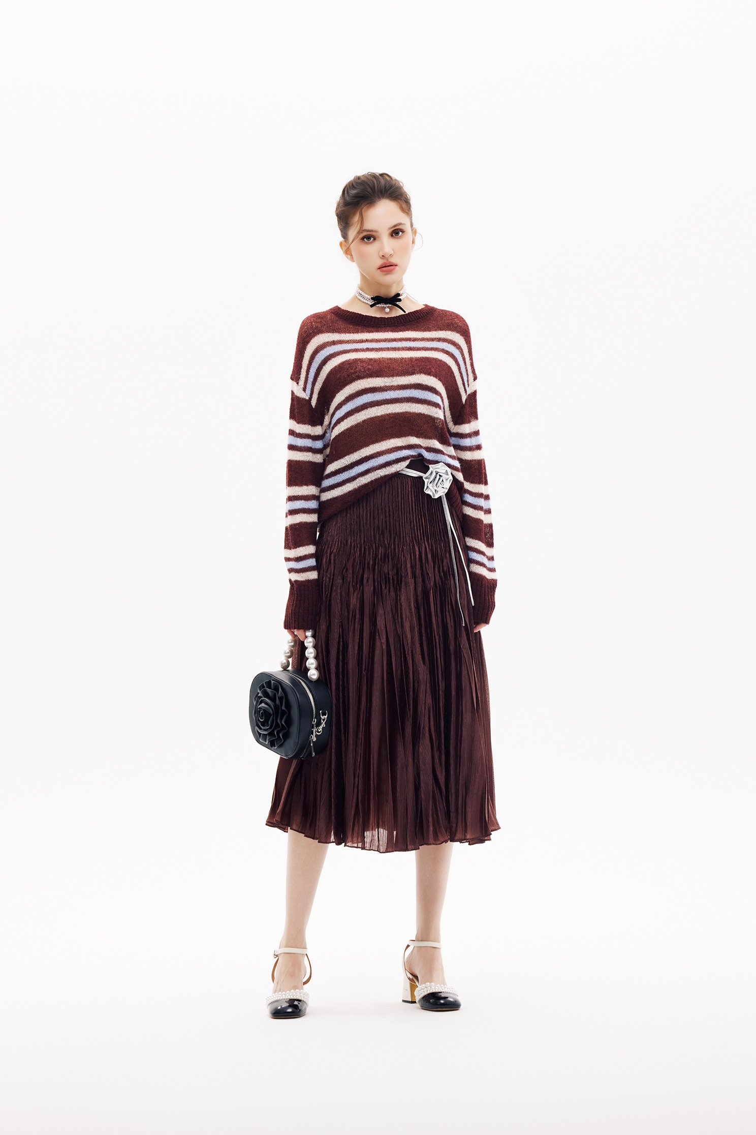 Pleated Mahogany Maxi SkirtPleated Mahogany Maxi Skirt,Season (SS) Look,Midi skirts
