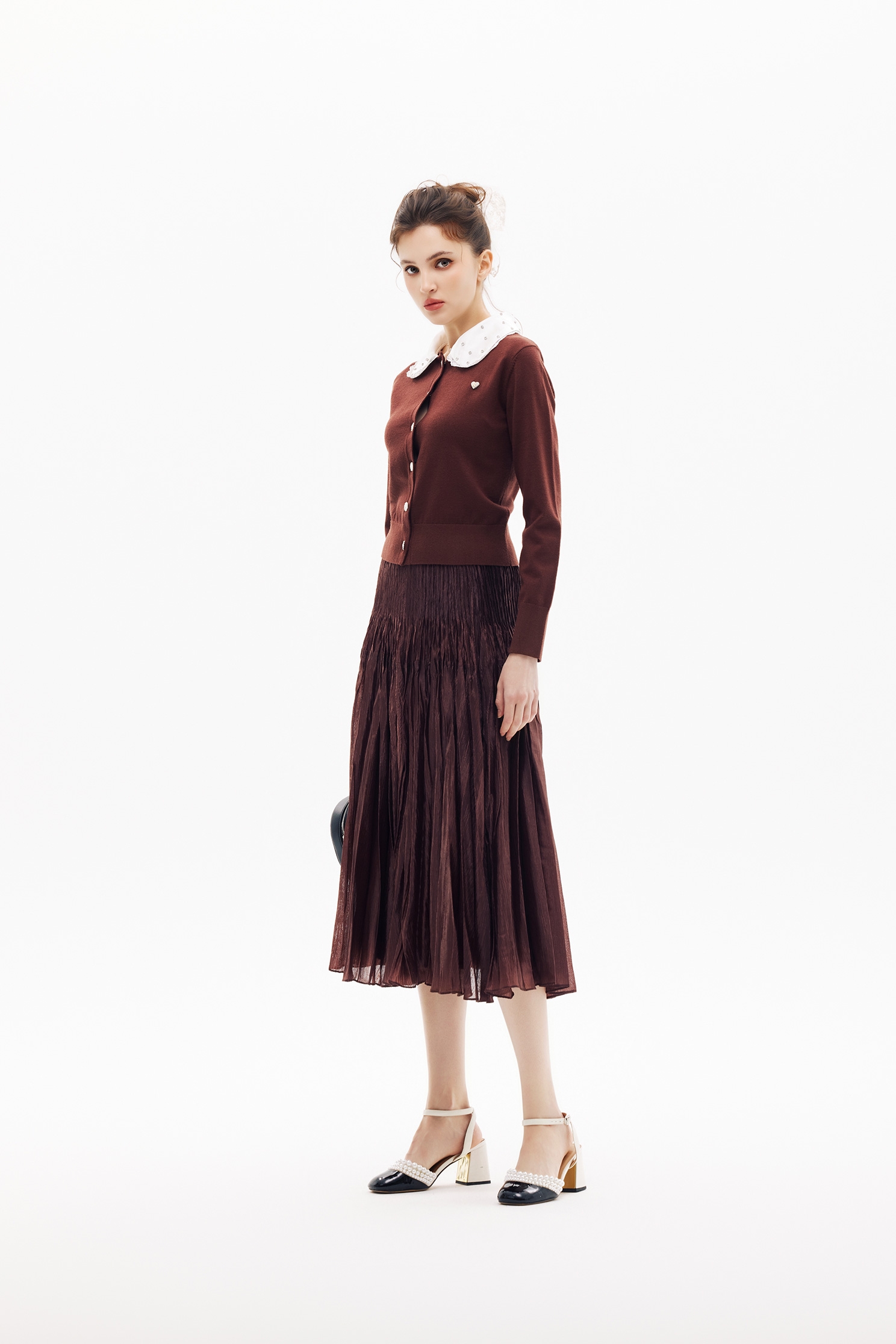 Pleated Mahogany Maxi SkirtPleated Mahogany Maxi Skirt,Season (SS) Look,Midi skirts