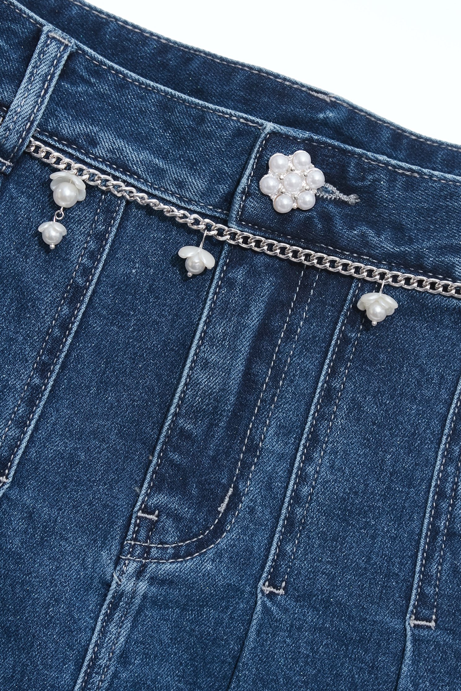 Pleated Denim Short SkirtPleated Denim Short Skirt,Season (SS) Look,Denim,Denim skirts