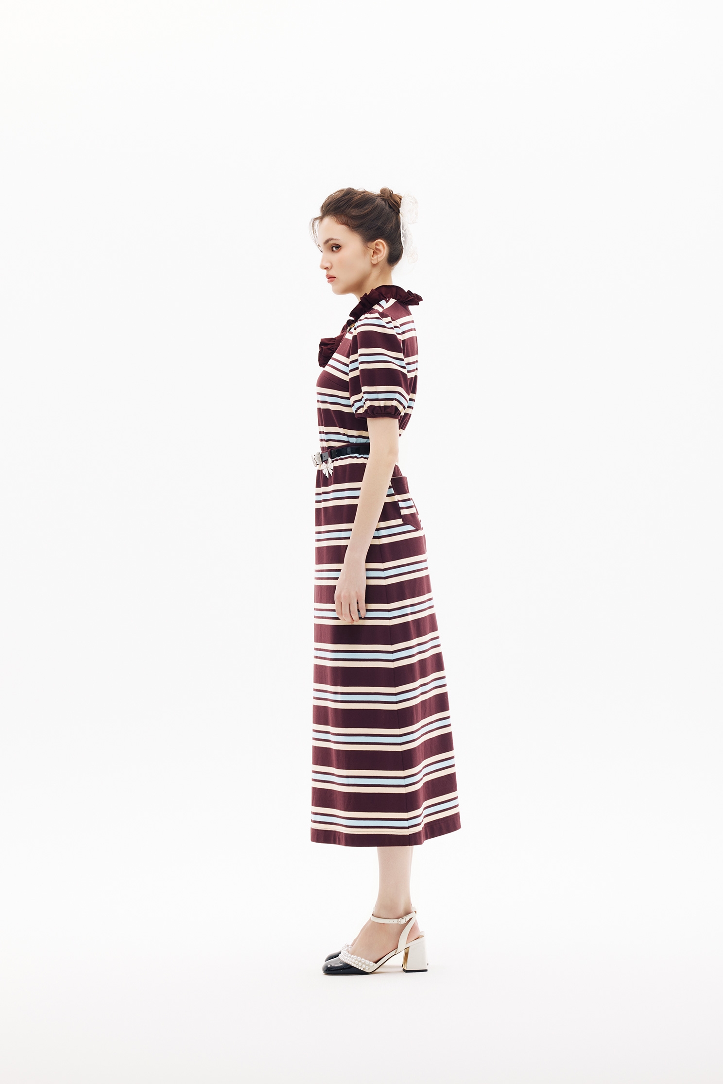 Mahogany Stripe Maxi SkirtMahogany Stripe Maxi Skirt,Season (SS) Look,Stripe,Cotton,bows,Midi skirts