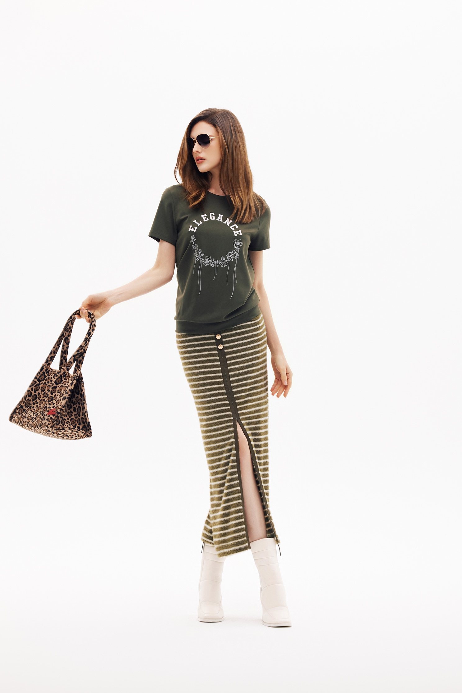 Faux Fur Stripe Maxi SkirtFaux Fur Stripe Maxi Skirt,Season (SS) Look,Stripe,Midi skirts