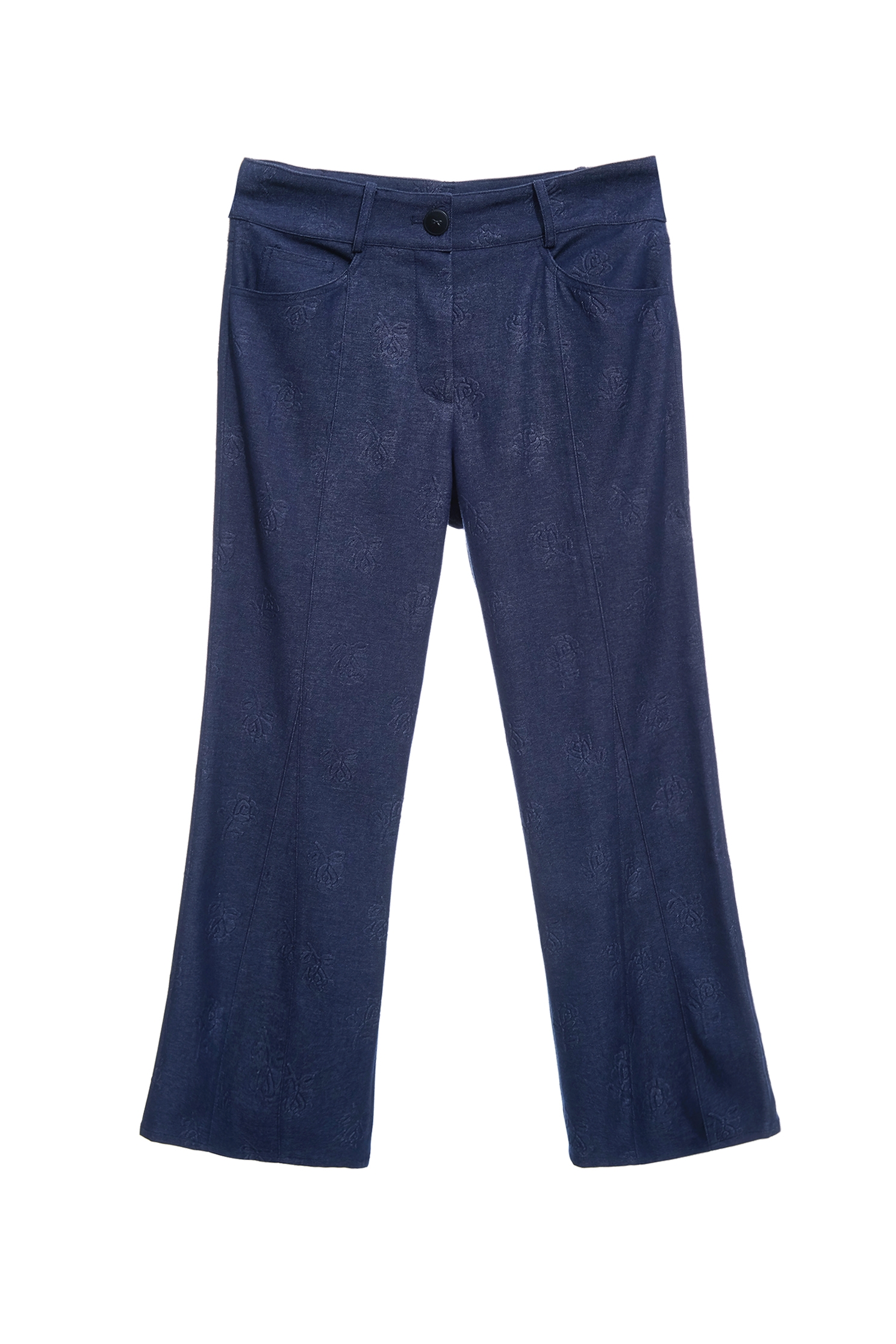 Embossed Floral Print Boot Leg PantsEmbossed Floral Print Boot Leg Pants,Bell-bottoms,Season (SS) Look,pants