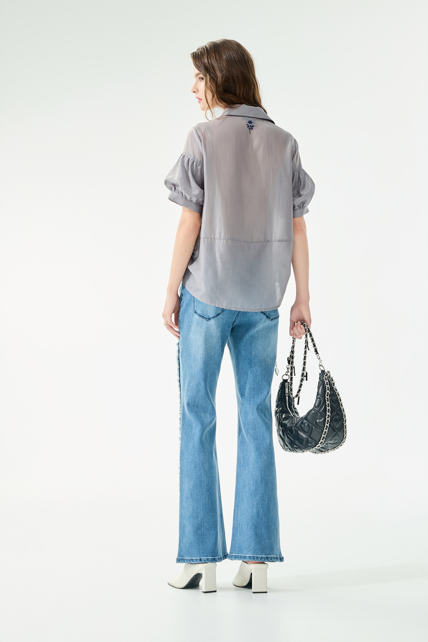 Fray Trim Detail Boot Leg JeansFray Trim Detail Boot Leg Jeans,Season (SS) Look,Denim,Jeans,pants