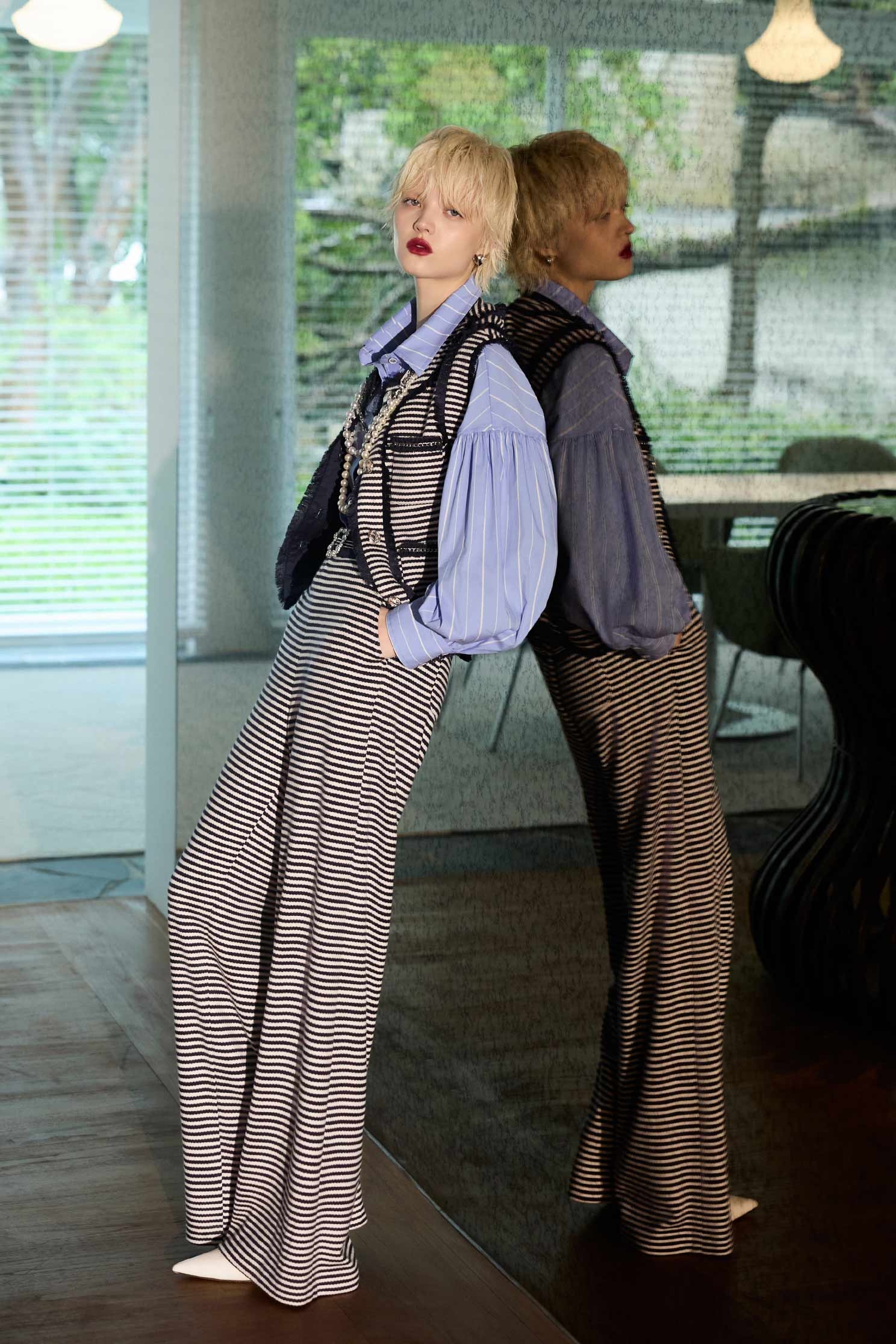 Diamonte Buckle Stripe Wide Leg PantsDiamonte Buckle Stripe Wide Leg Pants,Embroidered,Season (SS) Look,Stripe,pants