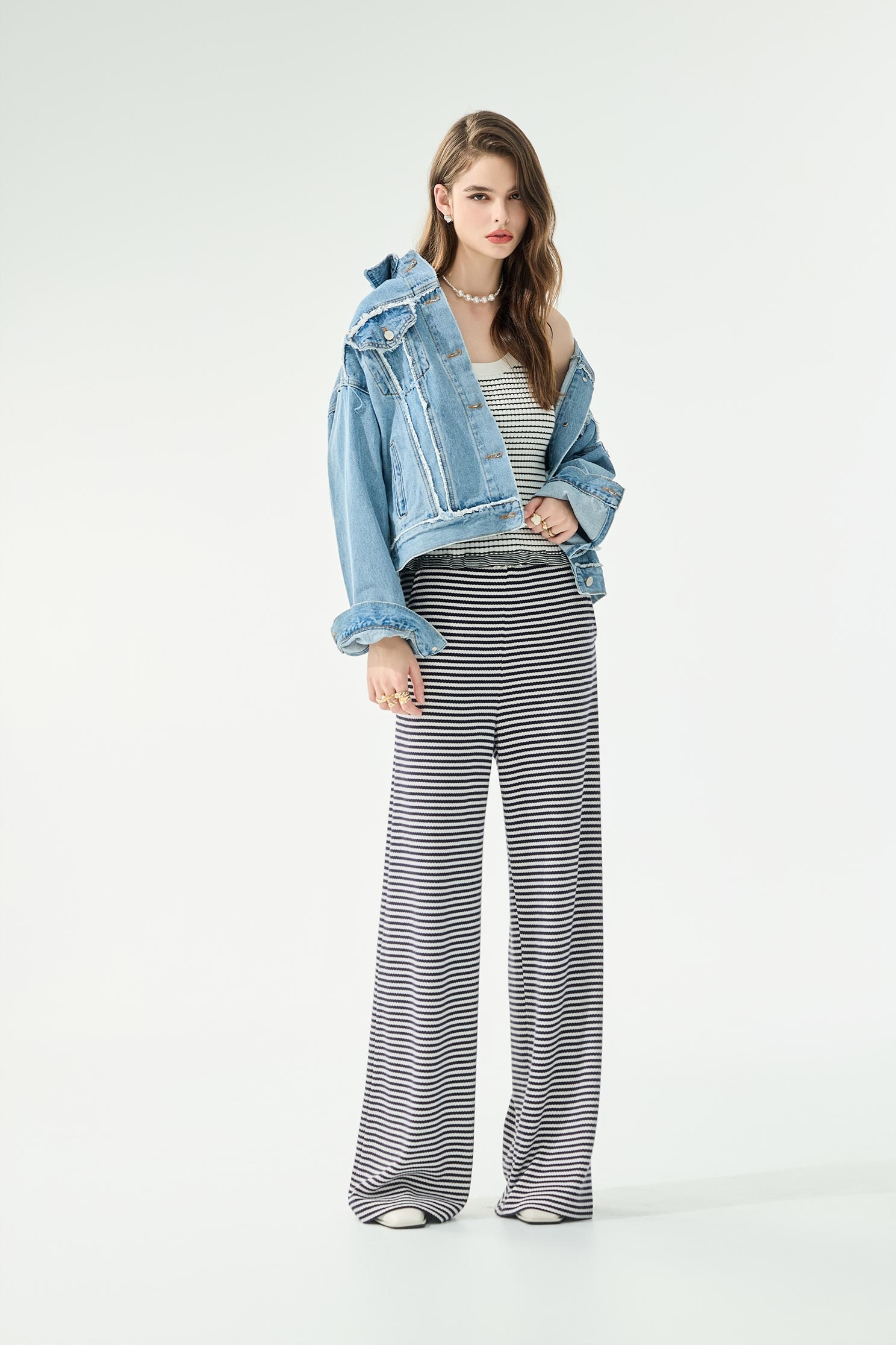 Diamonte Buckle Stripe Wide Leg PantsDiamonte Buckle Stripe Wide Leg Pants,Embroidered,Season (SS) Look,Stripe,pants