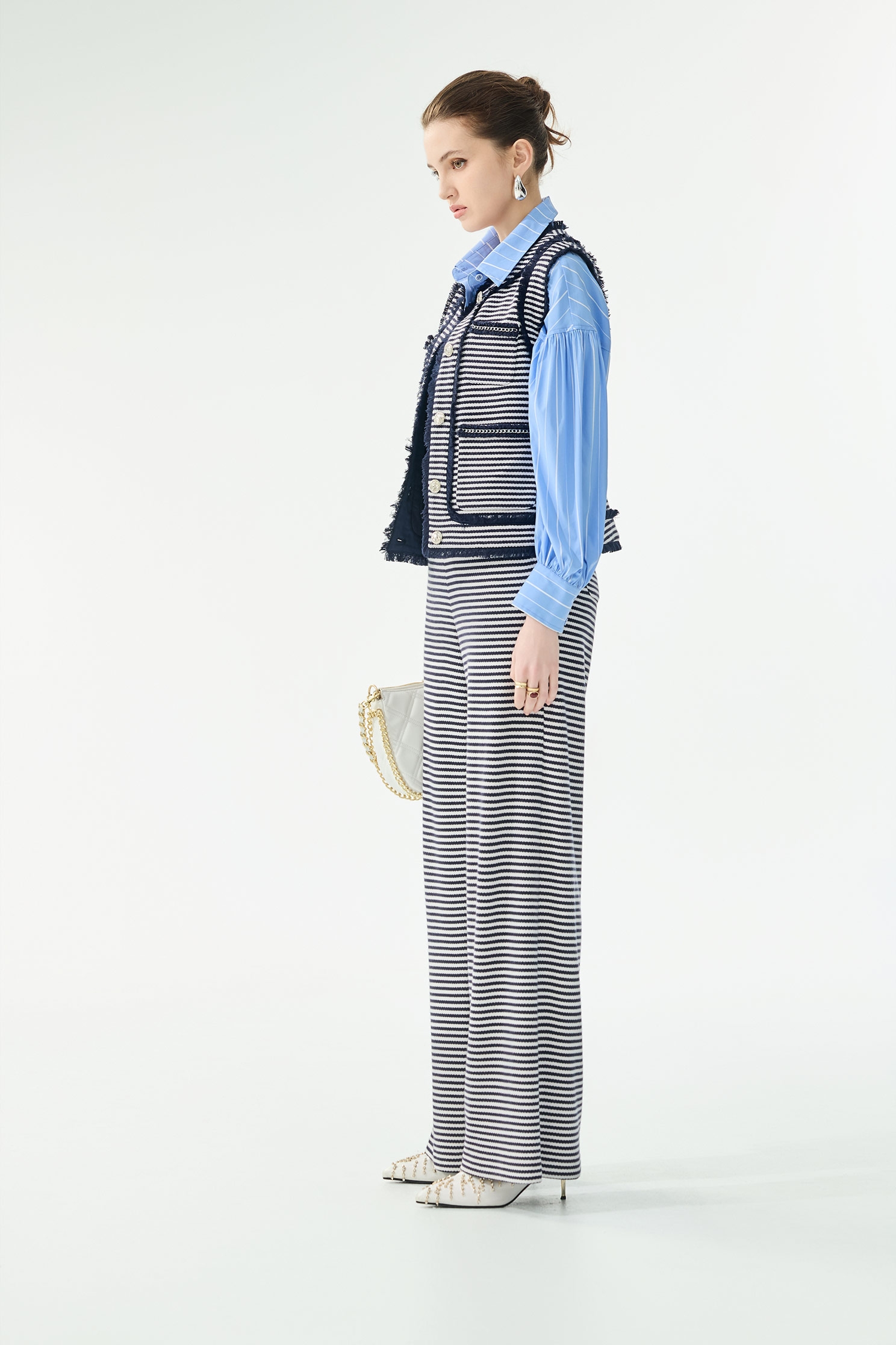 Diamonte Buckle Stripe Wide Leg PantsDiamonte Buckle Stripe Wide Leg Pants,Embroidered,Season (SS) Look,Stripe,pants