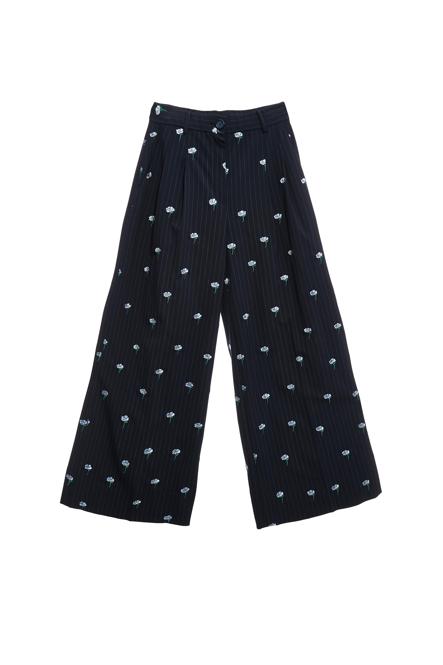 Floral Embroidery Pinstripe PantsFloral Embroidery Pinstripe Pants,Embroidered,Season (SS) Look,Stripe,pants,Tailored pants
