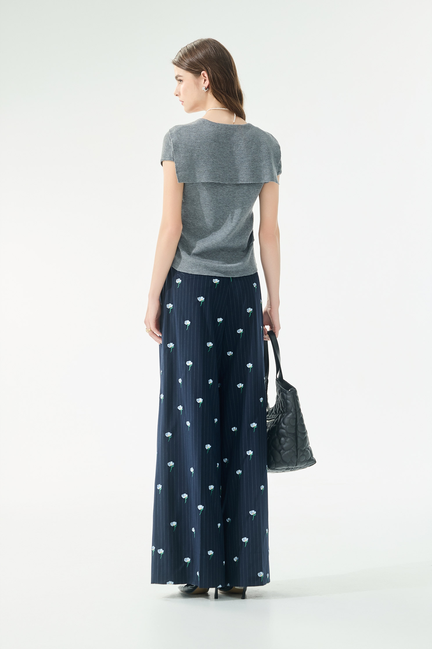 Floral Embroidery Pinstripe PantsFloral Embroidery Pinstripe Pants,Embroidered,Season (SS) Look,Stripe,pants,Tailored pants