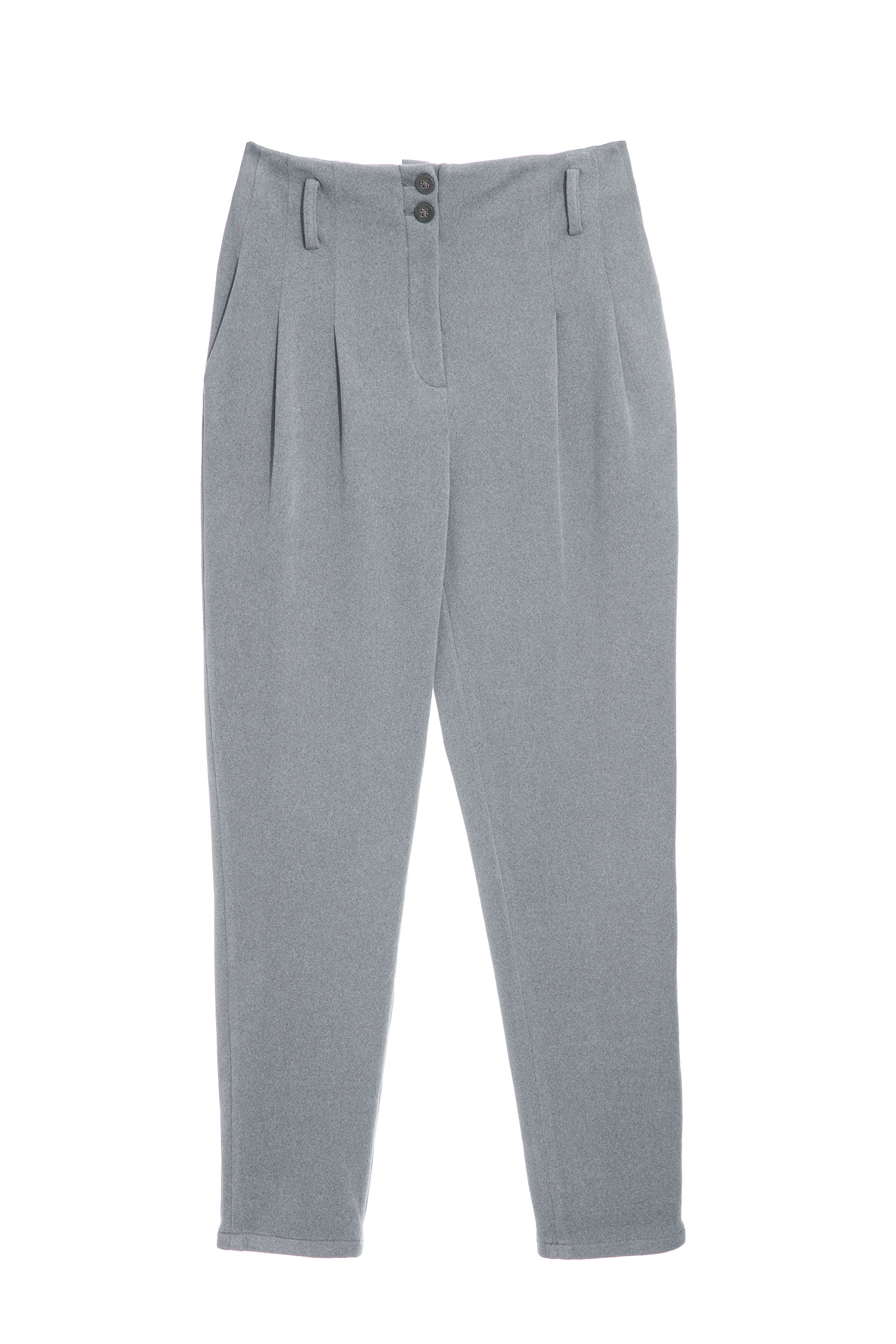 Grey Boyfriend Pants With Fold Over CuffsWoolen tapered trousers,Season (AW) Look