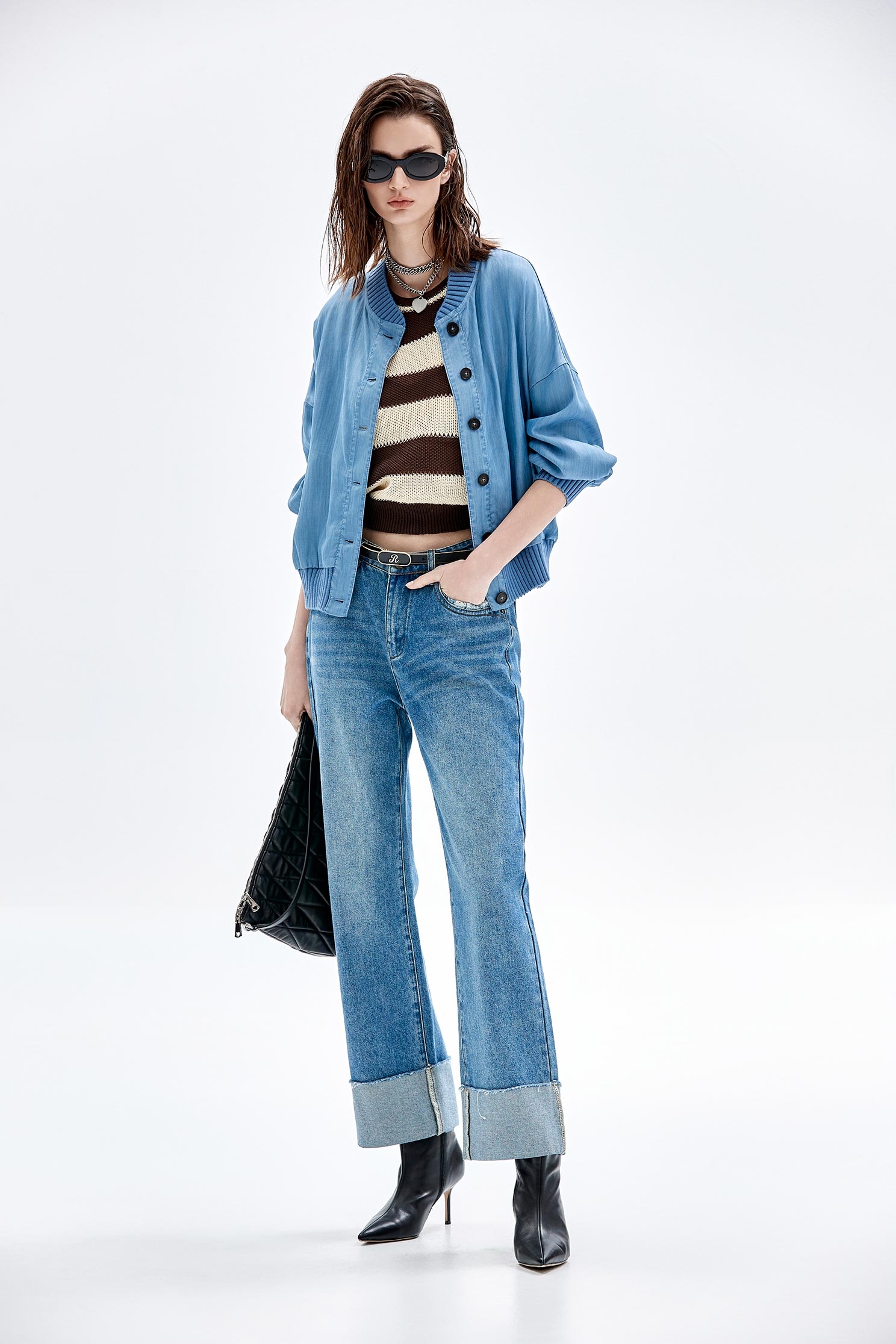 Straight Cut Jeans With Fold Up CuffsStraight Cut Jeans With Fold Up Cuffs,Season (SS) Look,Denim,Jeans