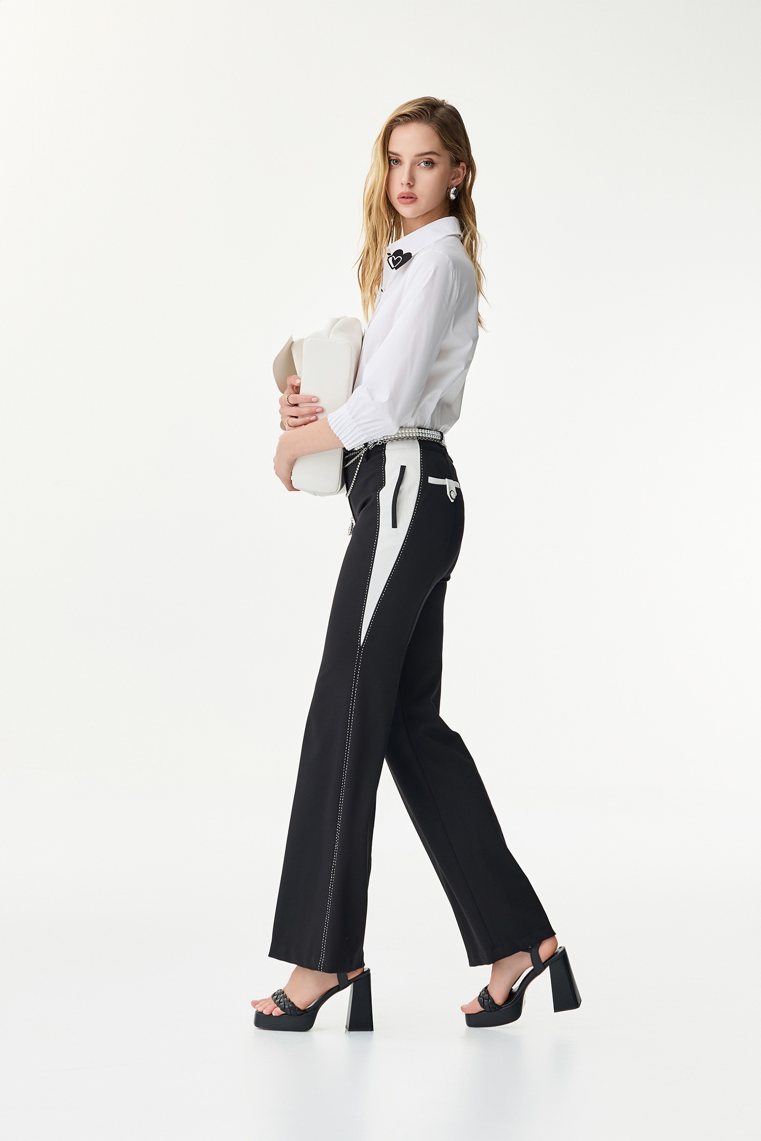 Contrast Trim Detail Black PantsContrast Trim Detail Black Pants,Culottes,Season (SS) Look,pants,Black pants