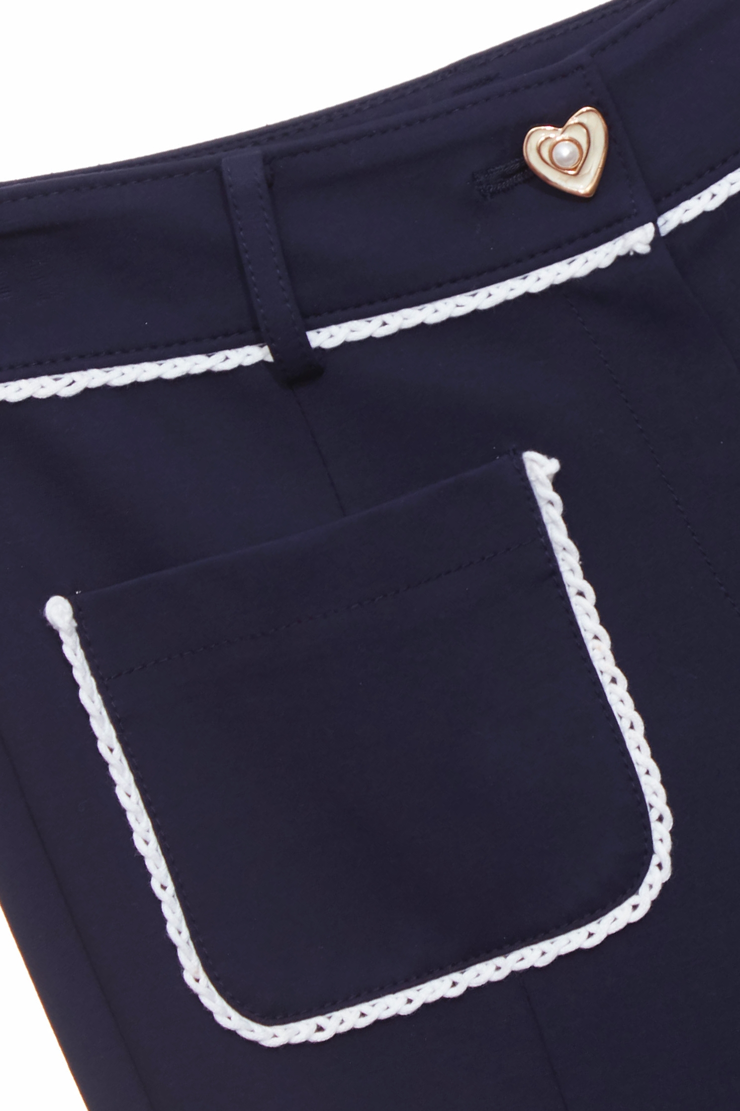 Contrast Trim Detail Navy PantsContrast Trim Detail Navy Pants,Office Looks,Bell-bottoms,Season (SS) Look,Bell-bottoms,Pants