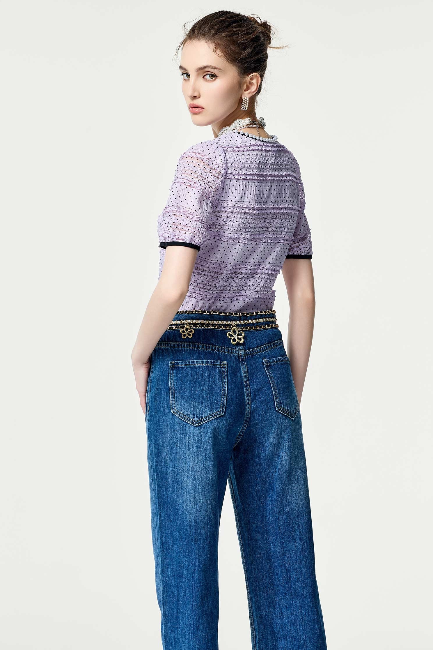 Chain Detail Straight Cut JeansChain Detail Straight Cut Jeans,Denim,Season (SS) Look,Denim,Jeans,Denim pants,Valentine,Pants