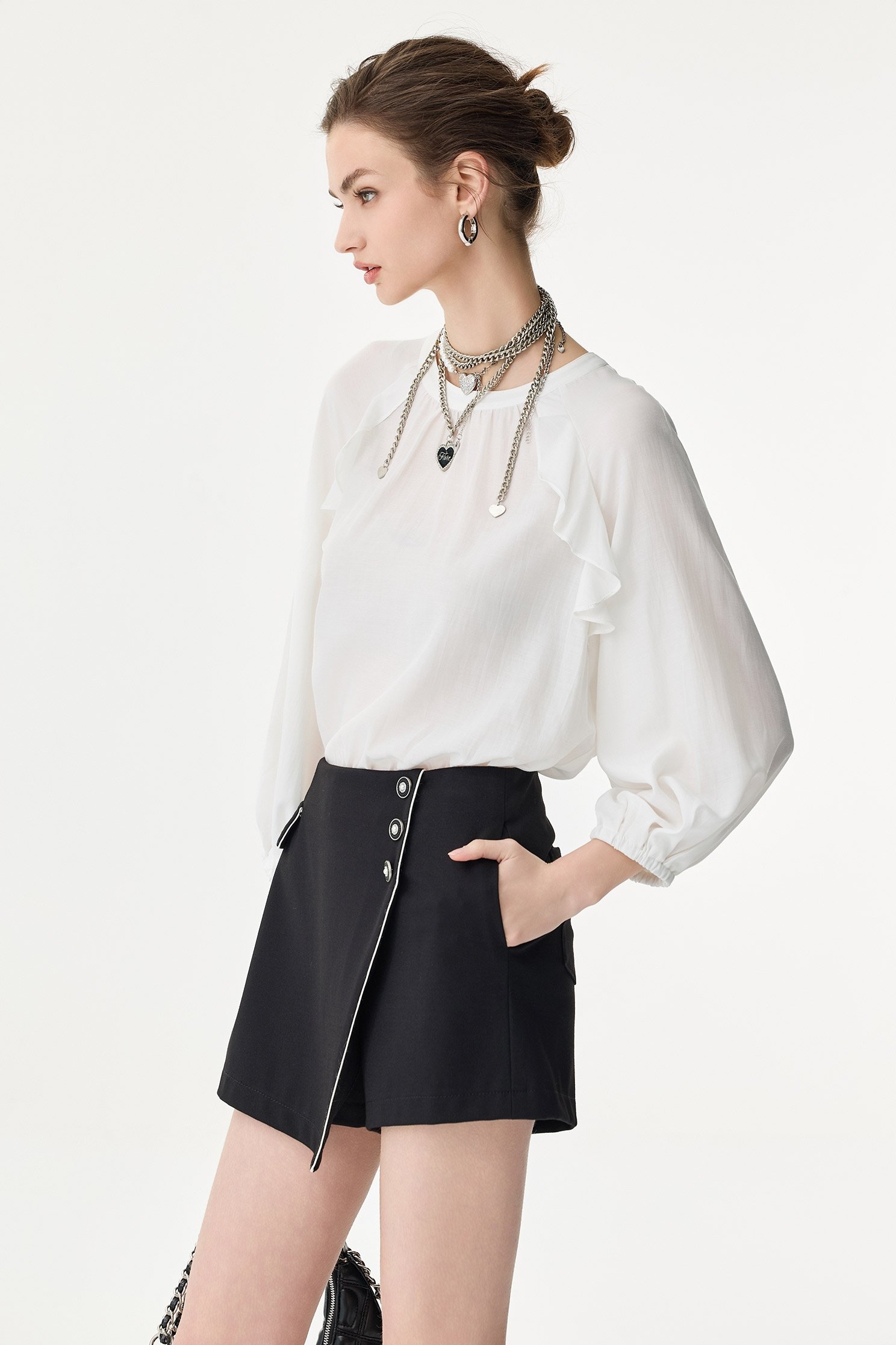 Contrast Trim Detail SkortsContrast Trim Detail Skorts,Season (SS) Look,pants,Skorts,Black pants