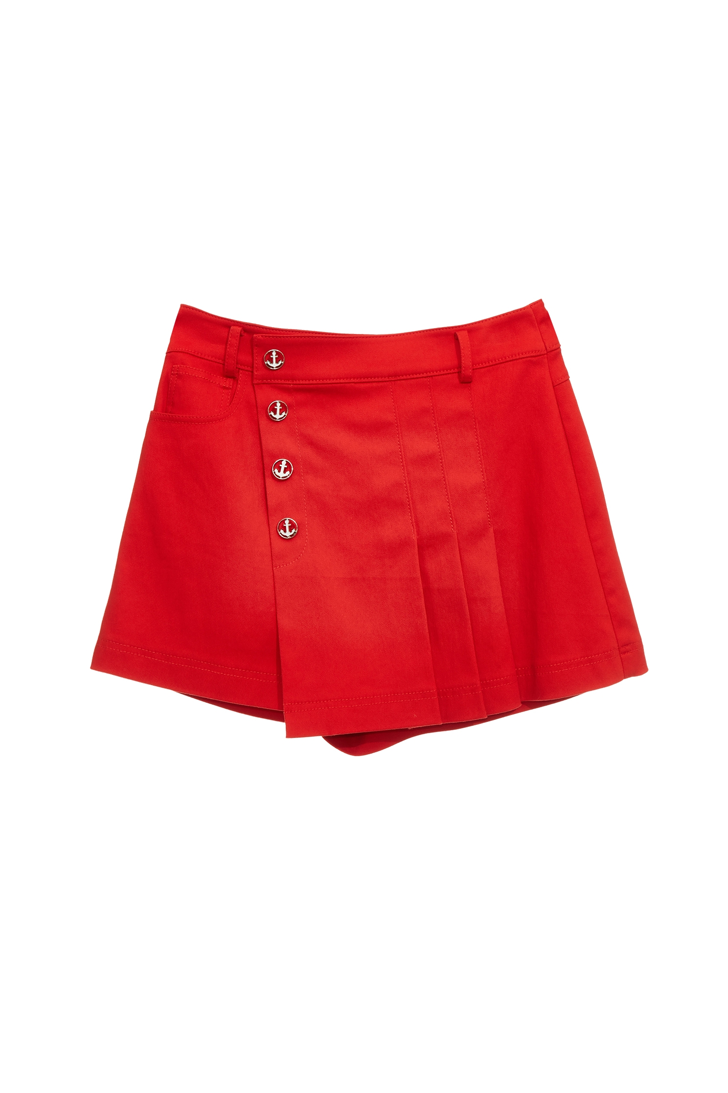 Front Pleat Detail Red SkortsFront Pleat Detail Red Skorts,Season (SS) Look,Shorts,Valentine,Skorts