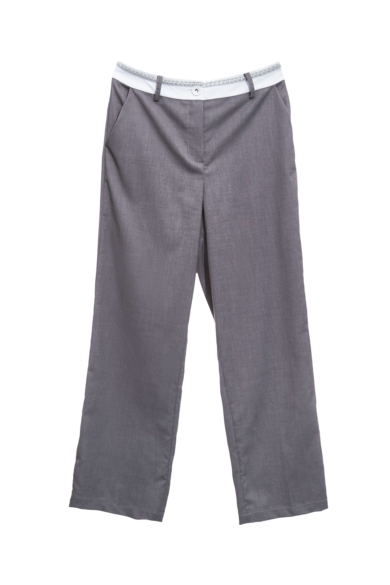 Contrast Waistband Grey PantsContrast Waistband Grey Pants,Office Looks,Season (SS) Look,Blouses,Tailored pants,Urban Fashion,Pants