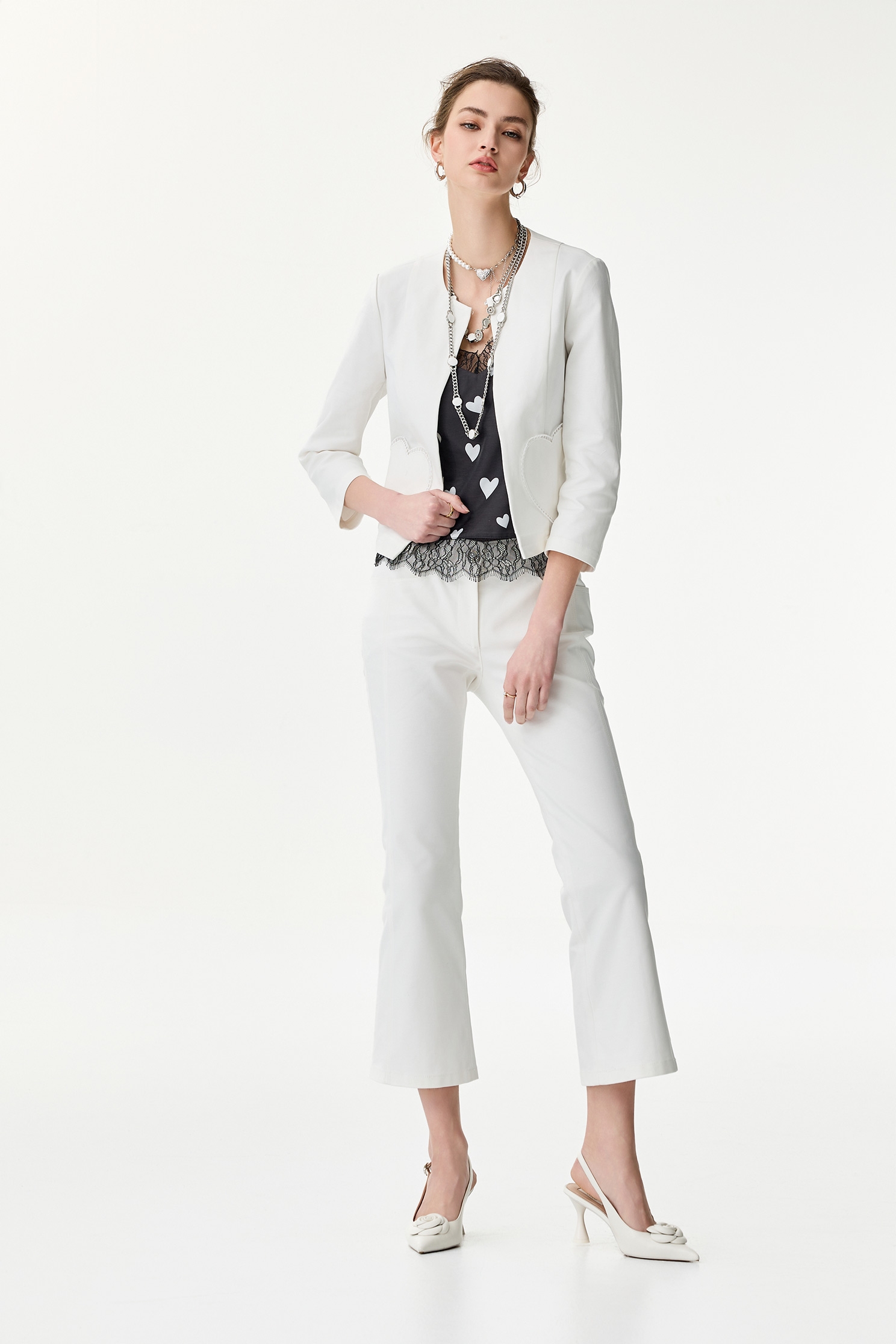 White Boot Leg JeansWhite Boot Leg Jeans,Season (SS) Look,Skinny pants,Embroidered,pants