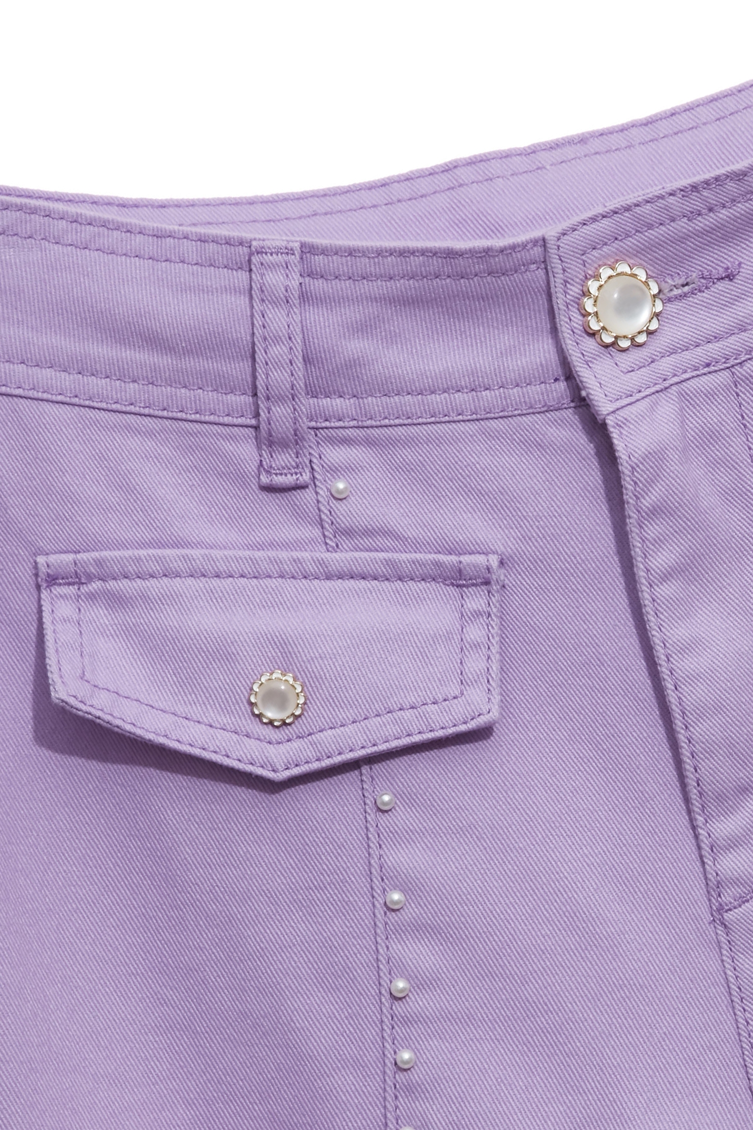 Pearl Detail Purple JeansPearl Detail Purple Jeans,Office Looks,Denim,Bell-bottoms,Season (SS) Look,Denim,Jeans,pearl,Cotton,Bell-bottoms