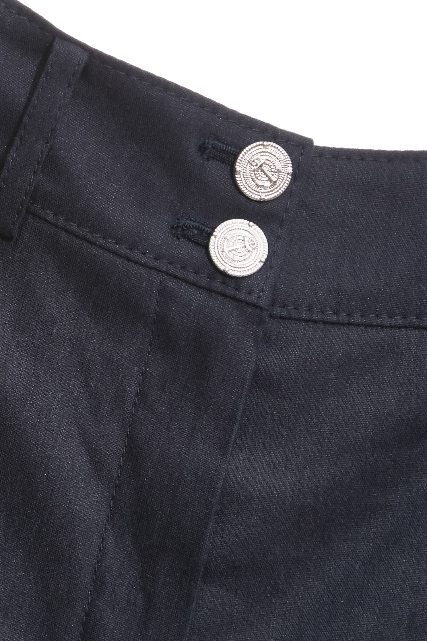 White Pocket Stripe Navy PantsWhite Pocket Stripe Navy Pants,Embroidered,Culottes,Season (SS) Look,pants
