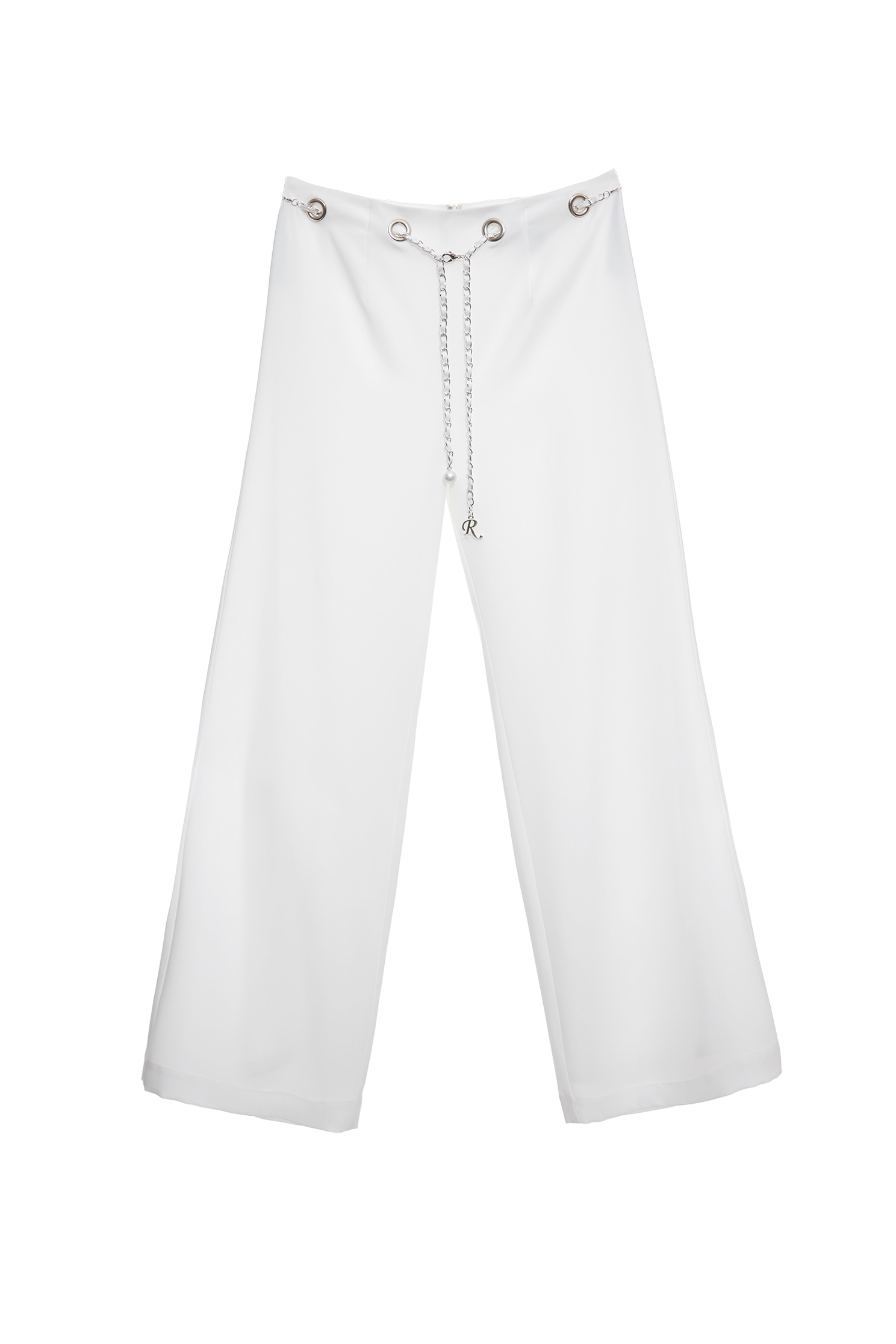 Braided Chain Belt White PantsBraided Chain Belt White Pants,Culottes,Season (SS) Look,White pants,pants