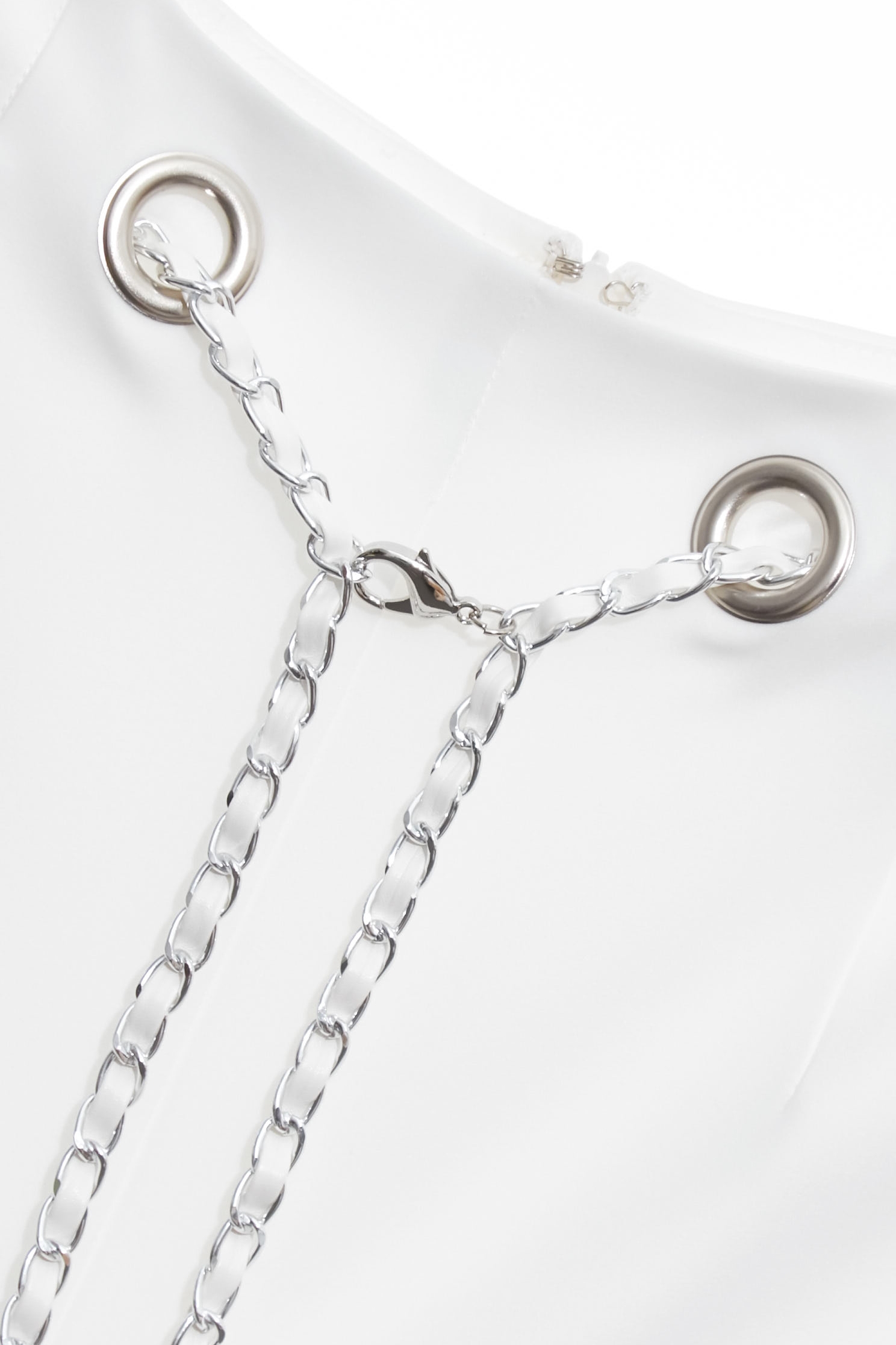 Braided Chain Belt White PantsBraided Chain Belt White Pants,Culottes,Season (SS) Look,White pants,pants