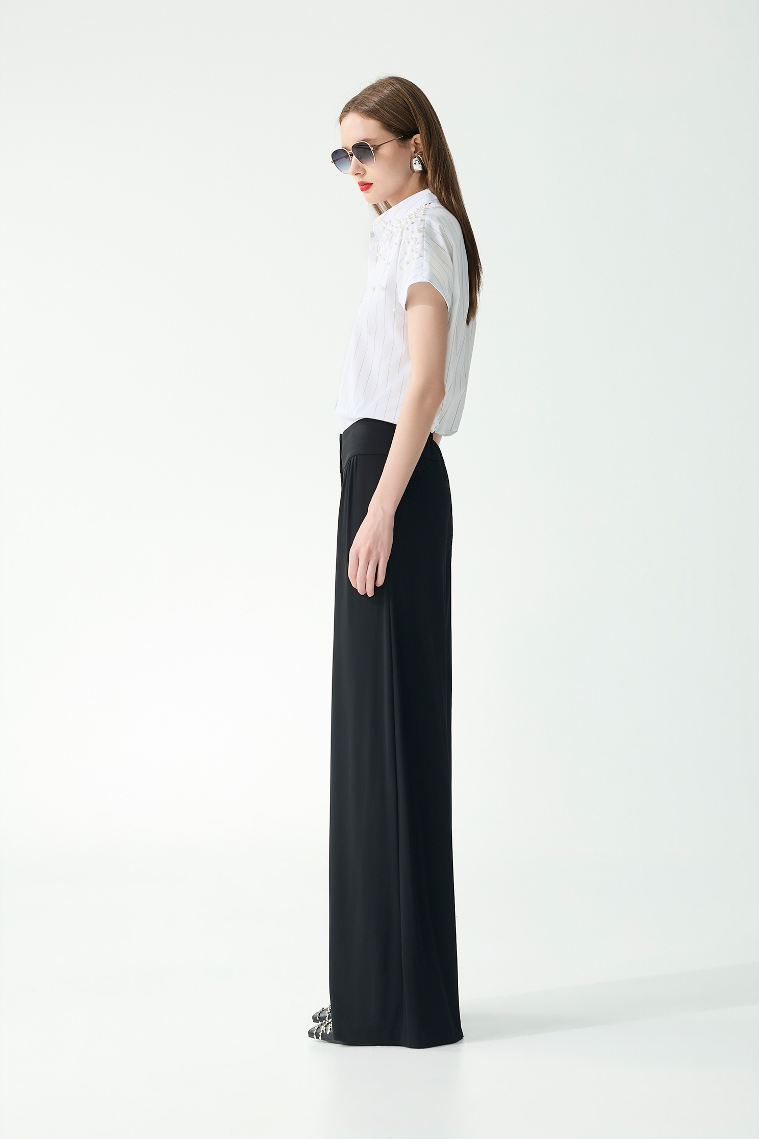 High Waist Wide Leg PantsHigh Waist Wide Leg Pants,Culottes,Season (SS) Look,pearl,pants,Black pants