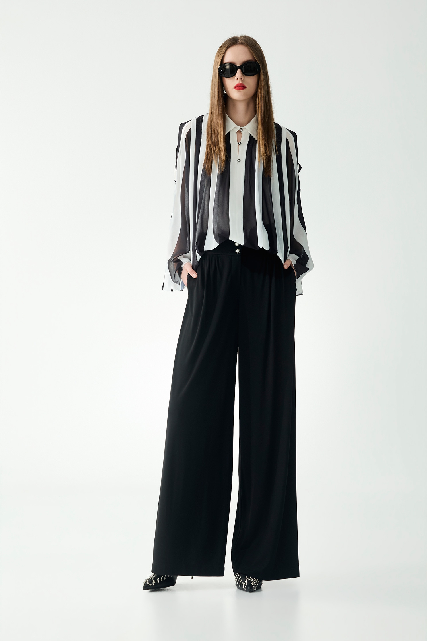 High Waist Wide Leg PantsHigh Waist Wide Leg Pants,Culottes,Season (SS) Look,pearl,pants,Black pants
