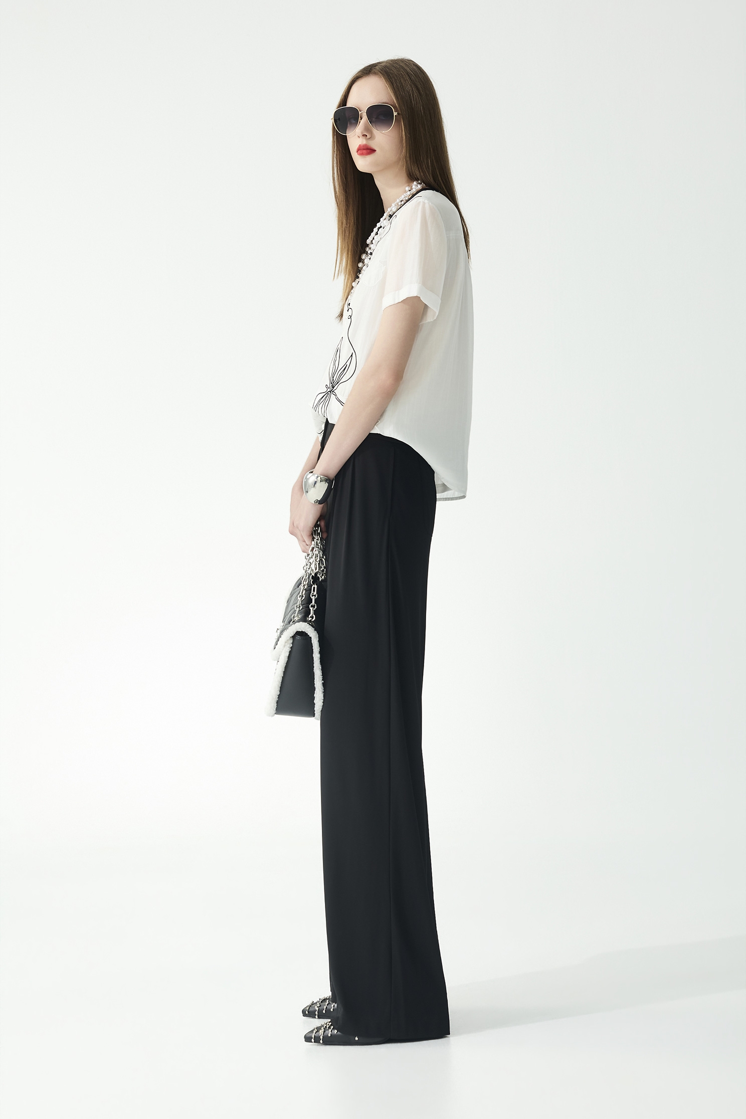 High Waist Wide Leg PantsHigh Waist Wide Leg Pants,Culottes,Season (SS) Look,pearl,pants,Black pants