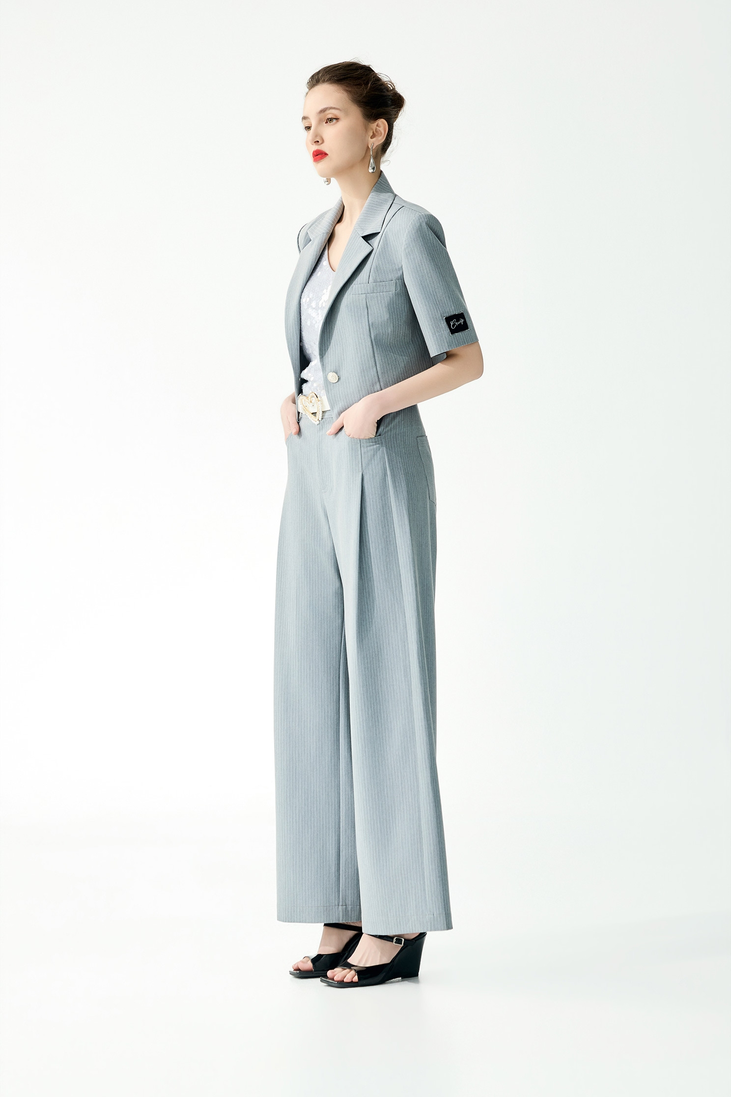 Pinstripe Wide Leg PantsPinstripe Wide Leg Pants,Culottes,Season (SS) Look,pants