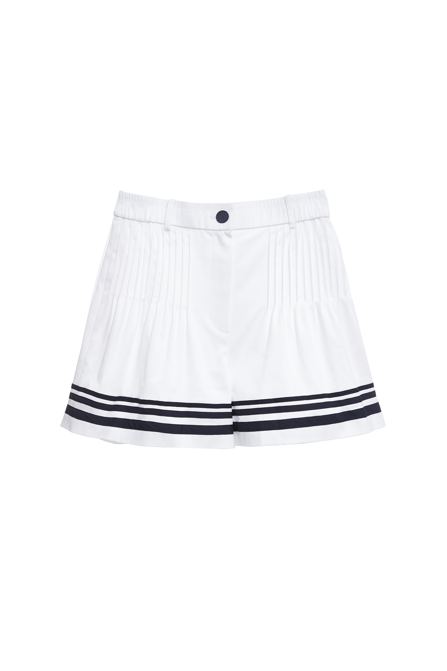 Pleated Detail Navy Stripe ShortsPleated Detail Navy Stripe Shorts,Season (SS) Look,White pants,Shorts,pants