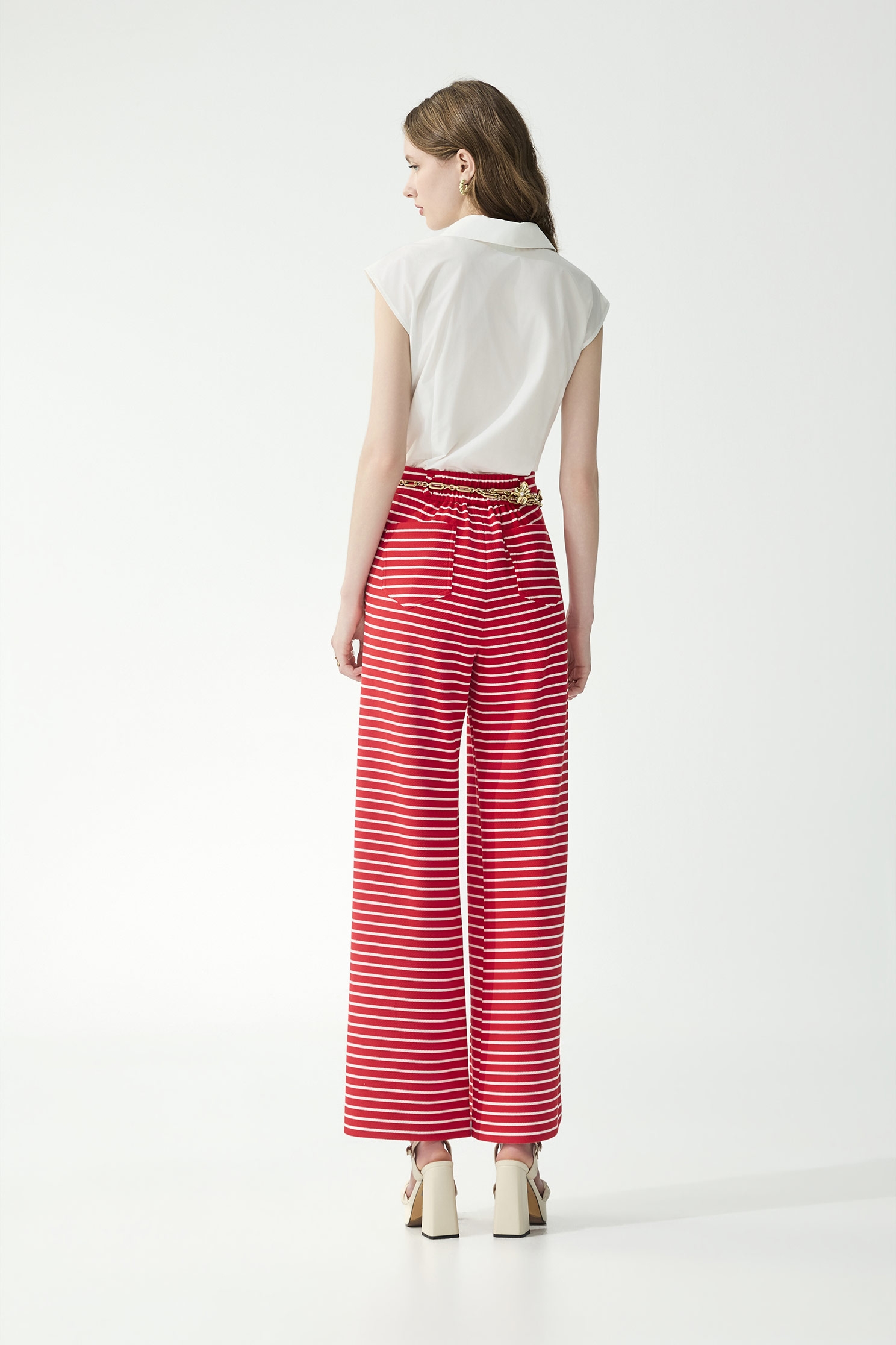 Stripe Print Red Wide Leg PantsStripe Print Red Wide Leg Pants,Culottes,Season (SS) Look,pants