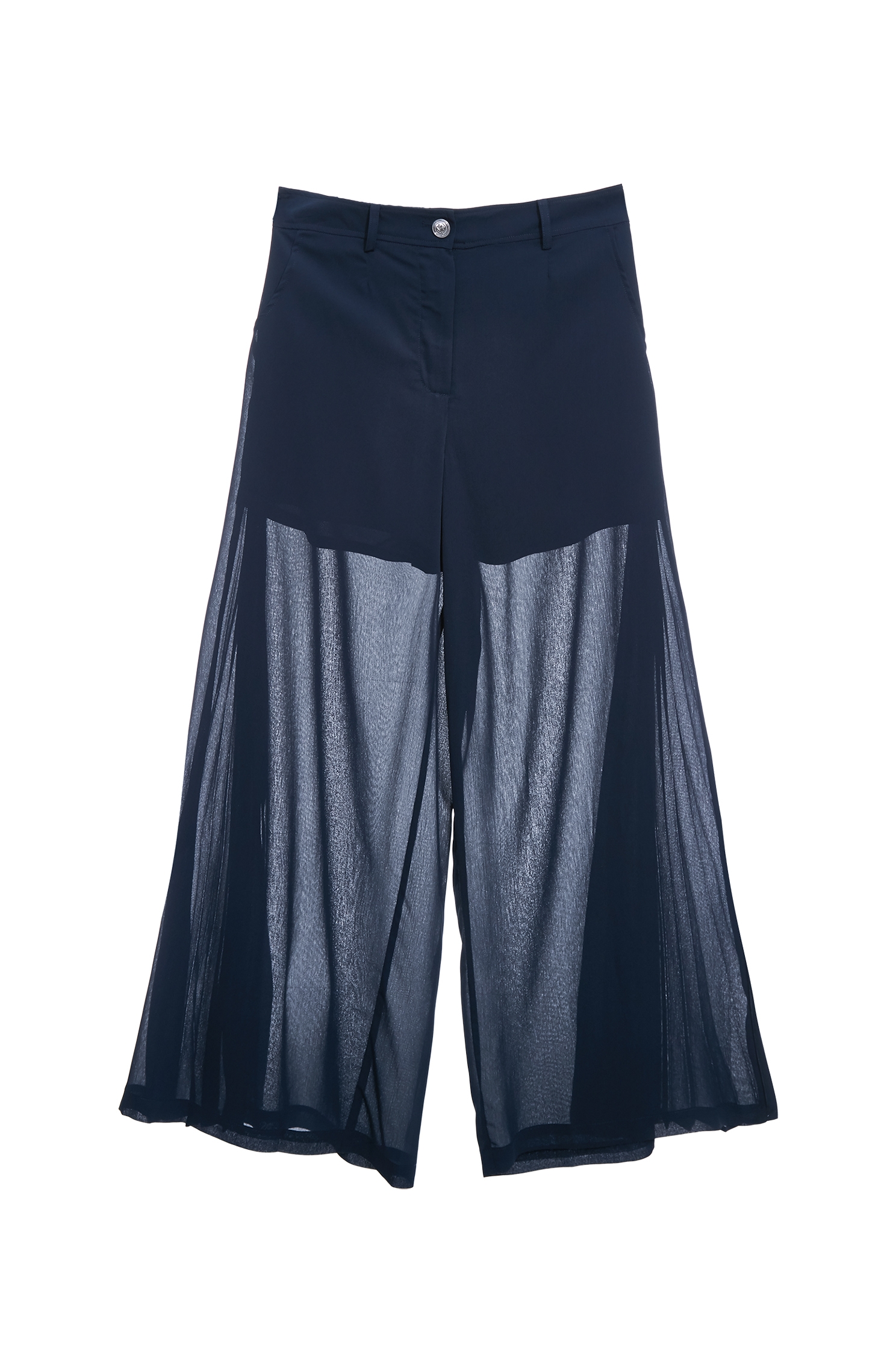 Side Pleated Detail Navy PantsSide Pleated Detail Navy Pants,Season (SS) Look,pants,Skorts,Chiffon