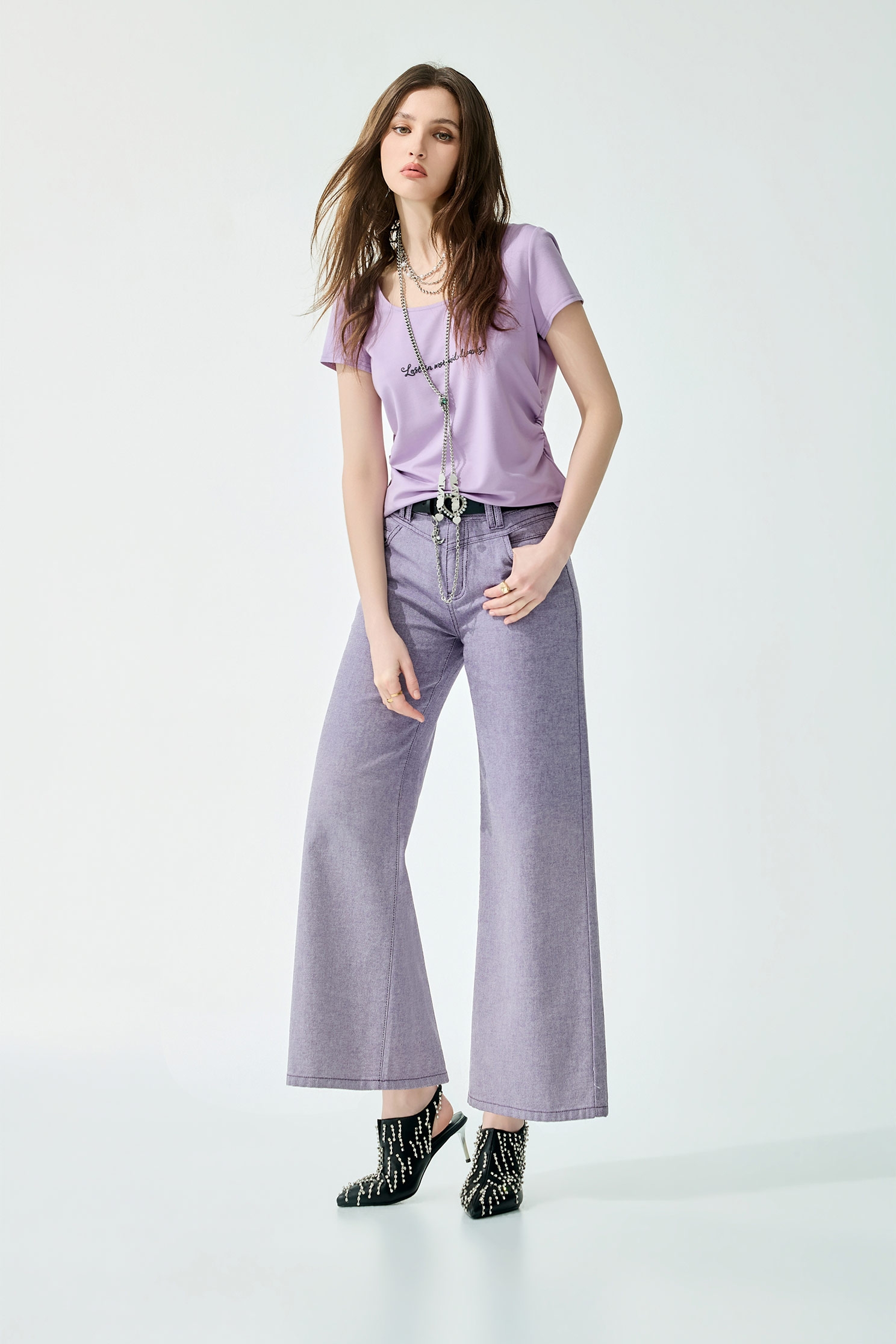 Wide Leg Purple JeansWide Leg Purple Jeans,Embroidered,Season (SS) Look,Denim,Jeans,pants