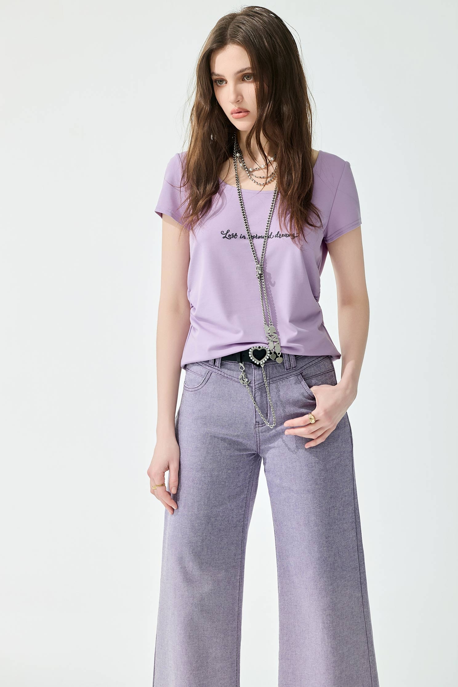 Wide Leg Purple JeansWide Leg Purple Jeans,Embroidered,Season (SS) Look,Denim,Jeans,pants