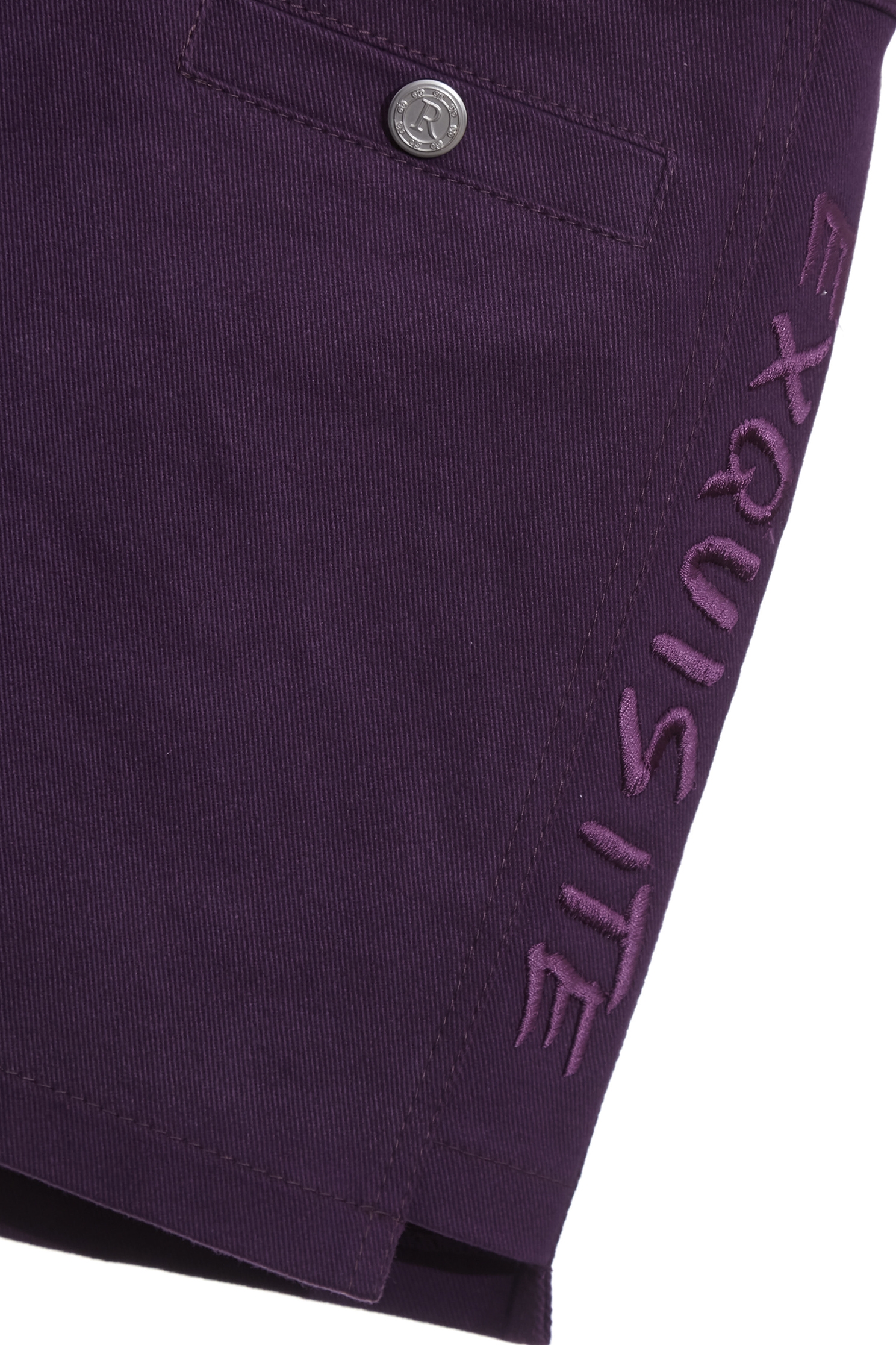 Embroidery Slogan Purple ShortsEmbroidery Slogan Purple Shorts,Embroidered,Season (SS) Look,Denim,Jeans,Shorts,pants