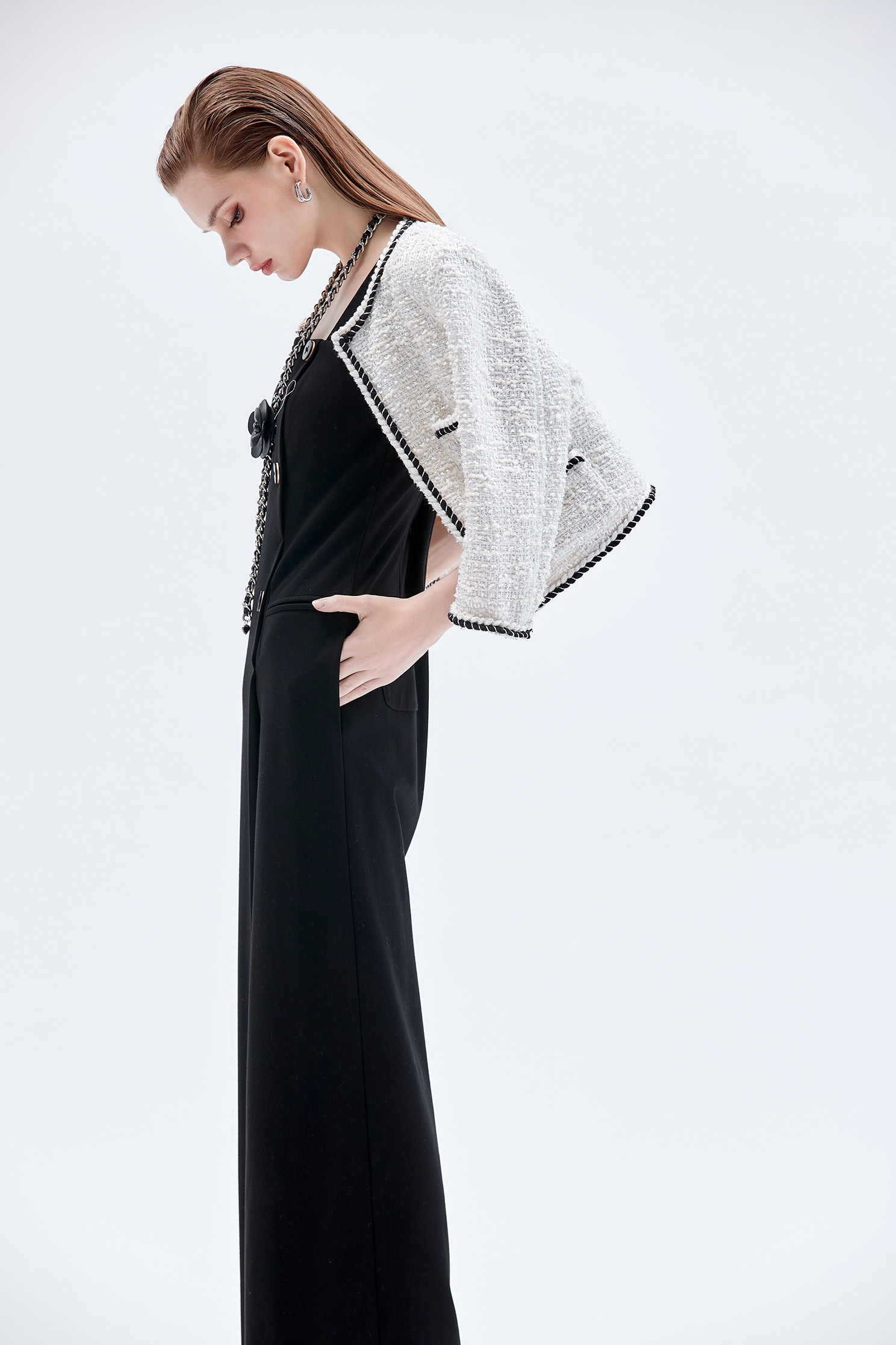 Front Panel Sleeveless Jumpsuit變化裙片式名模連身大寬褲,Season (AW) Look,Jumpsuits